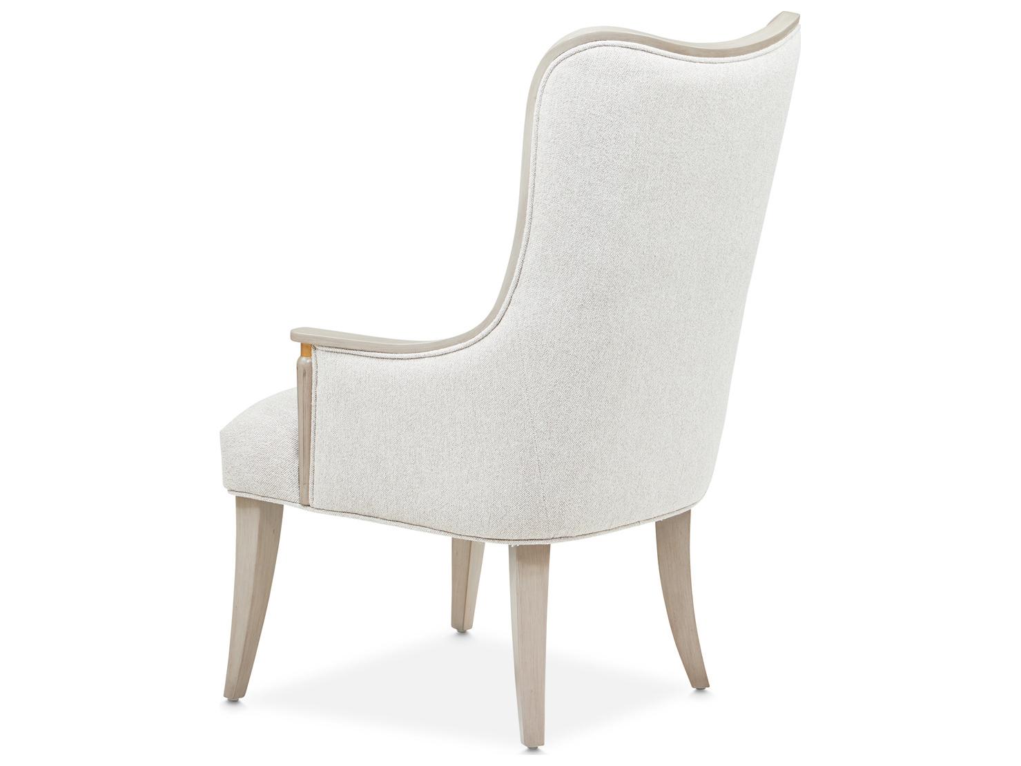 Michael Amini St. Charles Rubberwood Gray Upholstered Arm Dining Chair