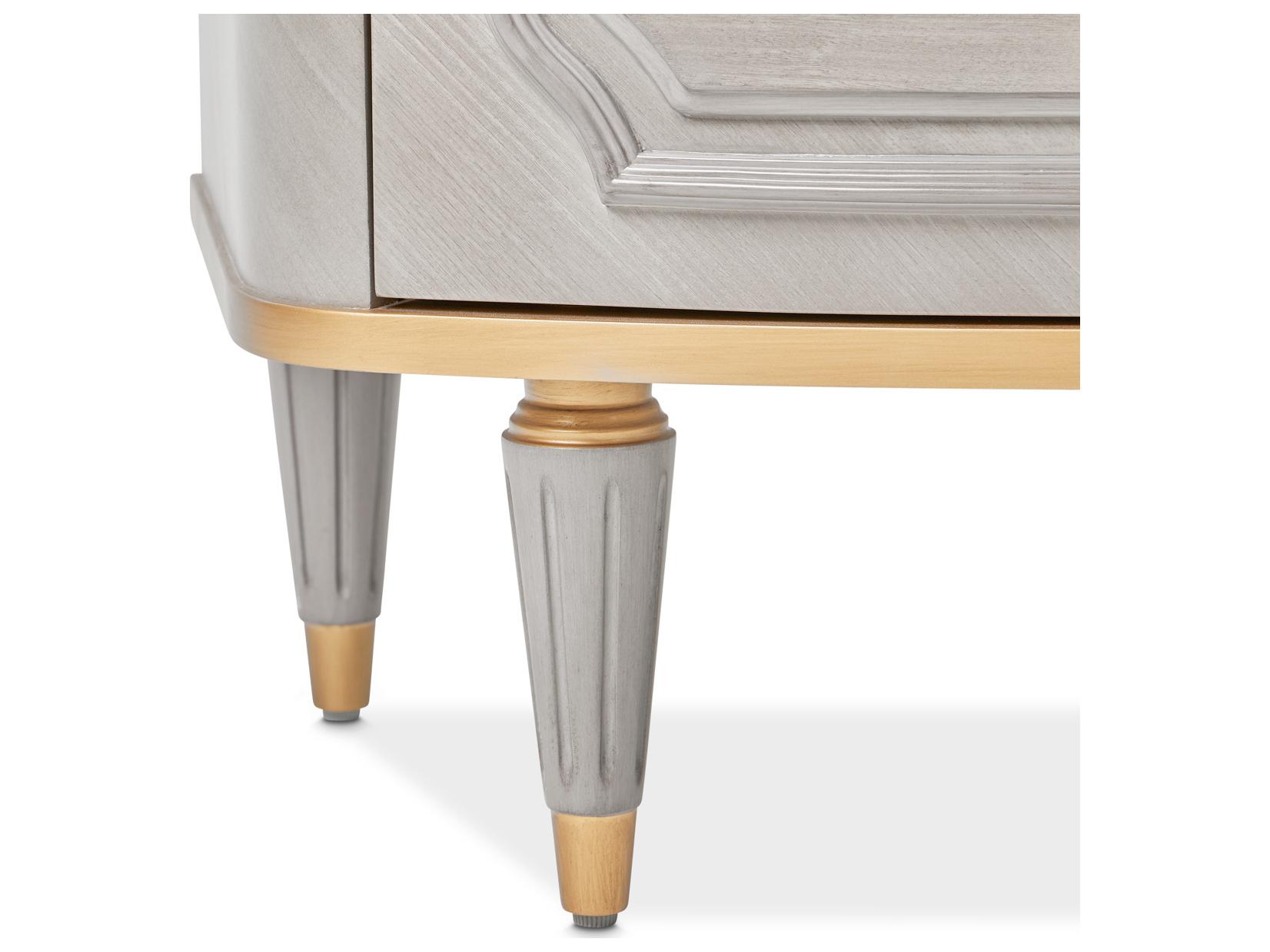 Michael Amini St. Charles 3-Drawers Gray Poplar Wood Nightstand