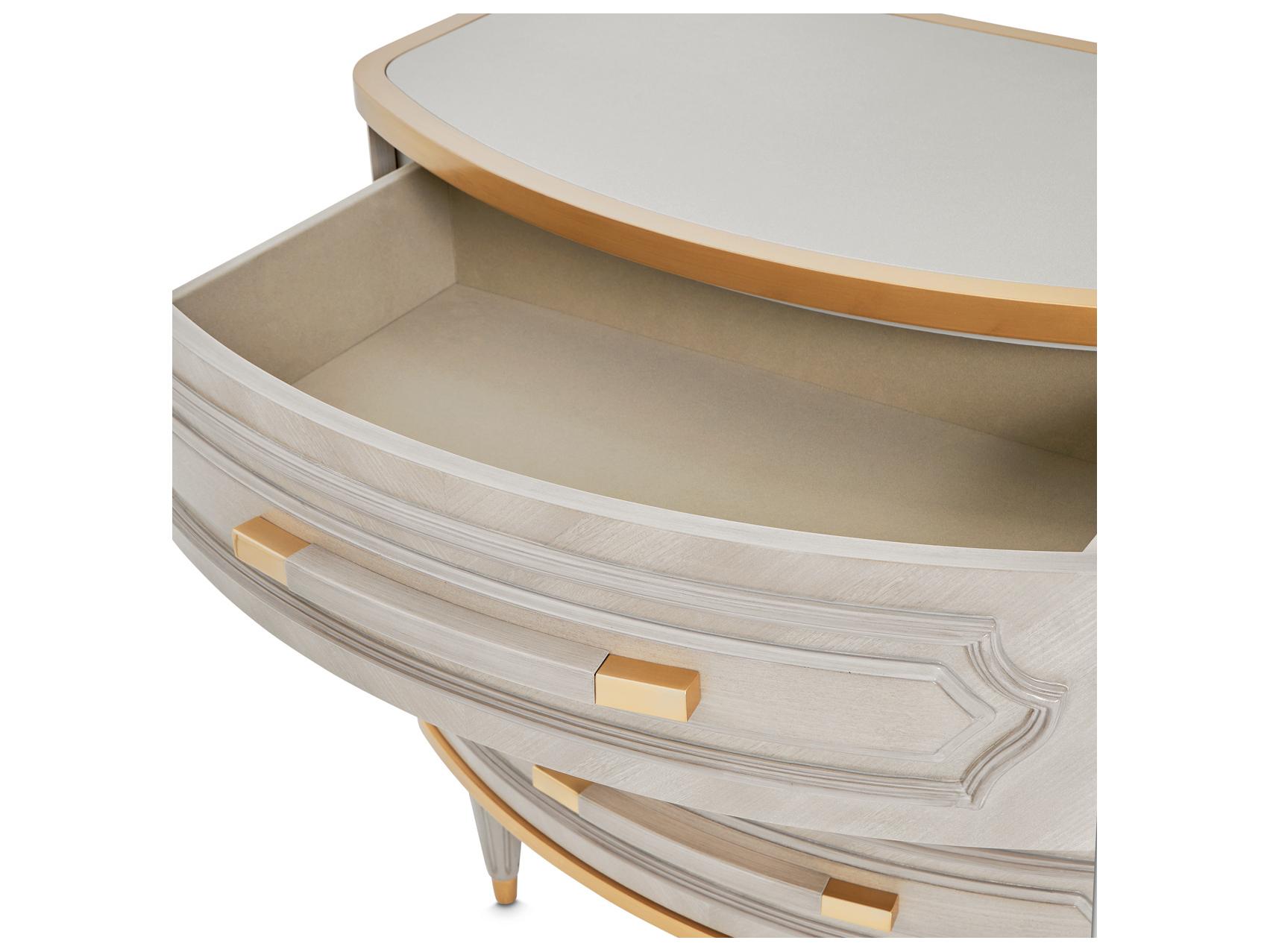 Michael Amini St. Charles 3-Drawers Gray Poplar Wood Nightstand