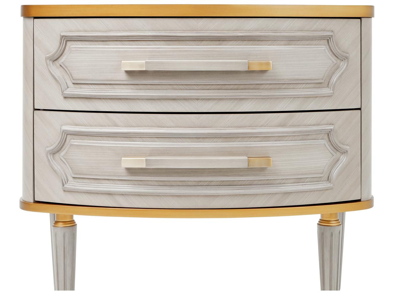 Michael Amini St. Charles 2-Drawers Gray Poplar Wood Nightstand