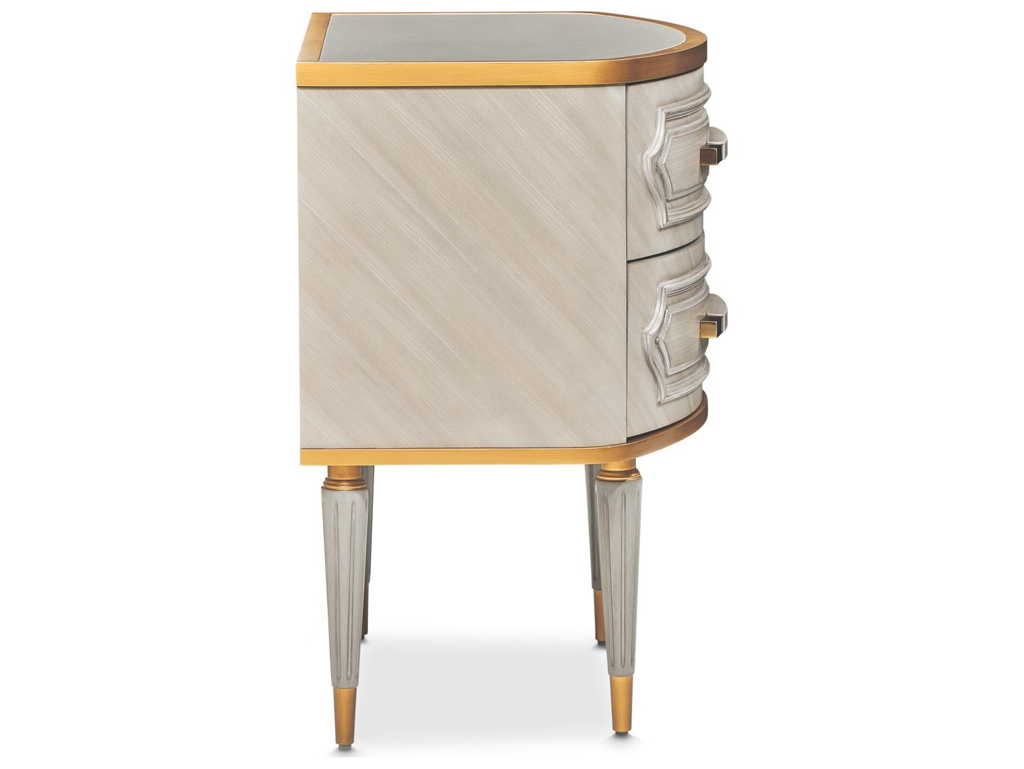 Michael Amini St. Charles 2-Drawers Gray Poplar Wood Nightstand