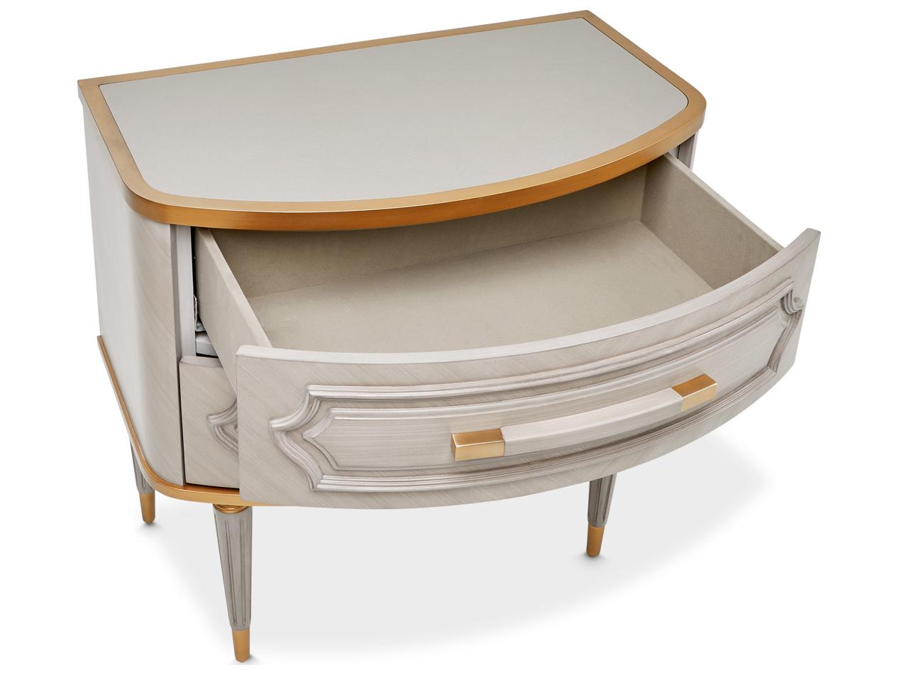 Michael Amini St. Charles 2-Drawers Gray Poplar Wood Nightstand