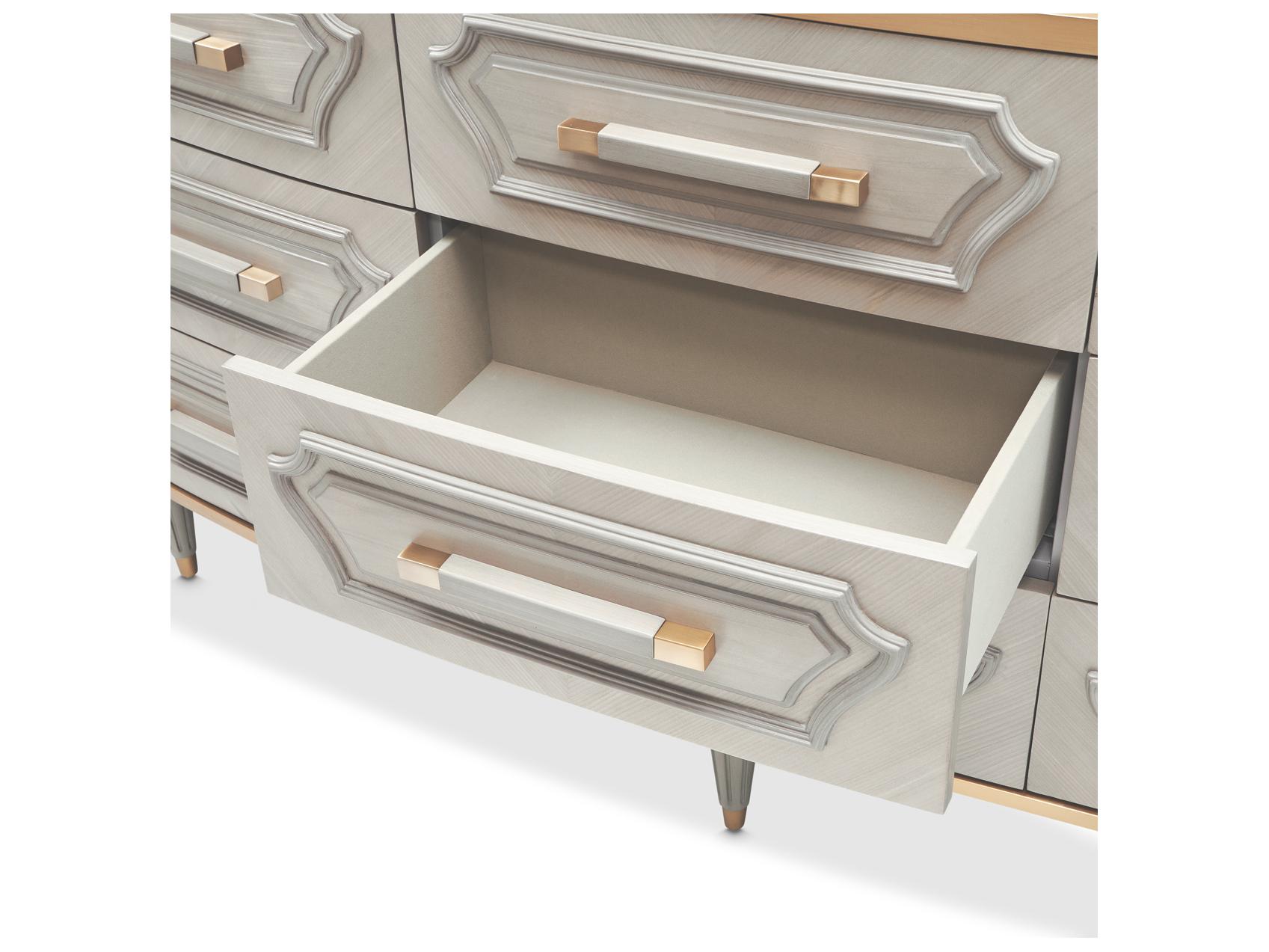 Michael Amini St. Charles Gray Poplar Wood Dresser