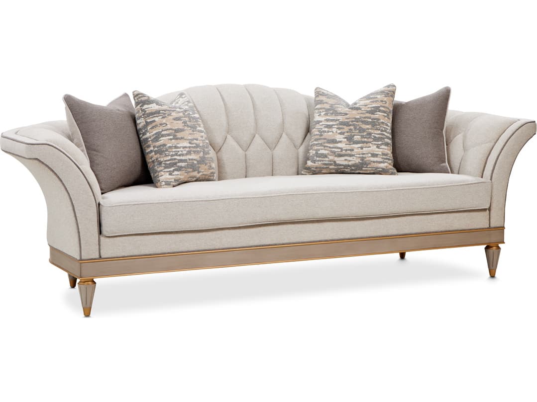 Michael Amini St. Charles Gray Upholstered Sofa