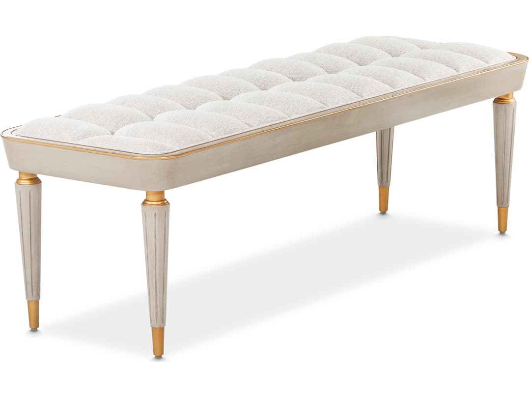 Michael Amini St. Charles Gray Upholstered Accent Bench