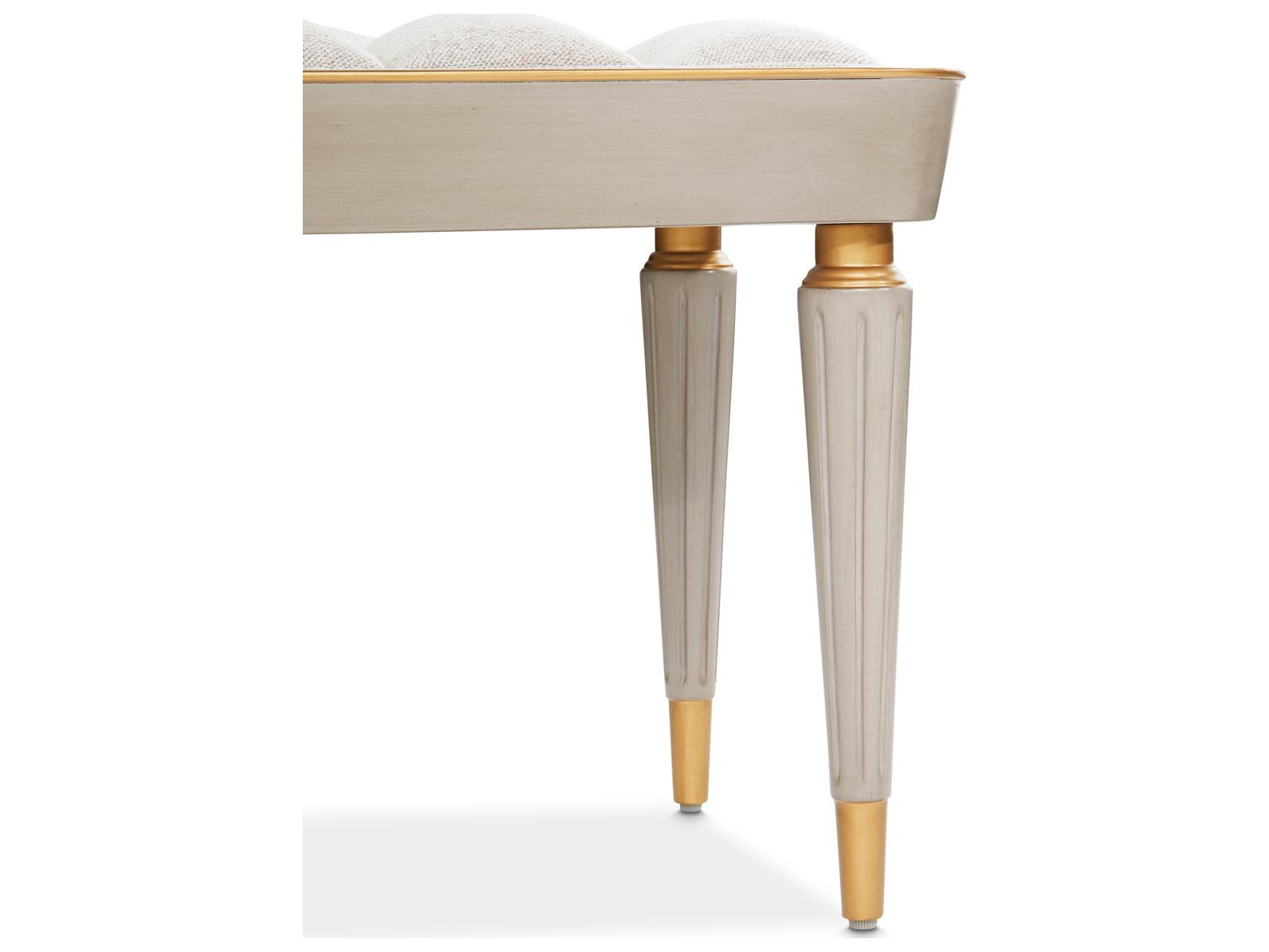 Michael Amini St. Charles Gray Upholstered Accent Bench