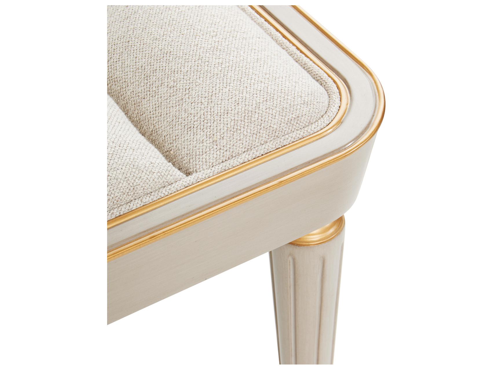 Michael Amini St. Charles Gray Upholstered Accent Bench