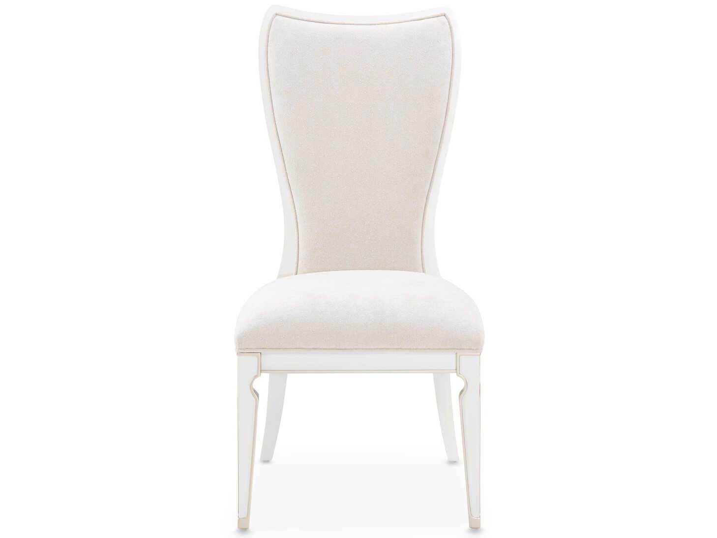 Michael Amini La Marisia Poplar Wood White Upholstered Armless Dining Chair