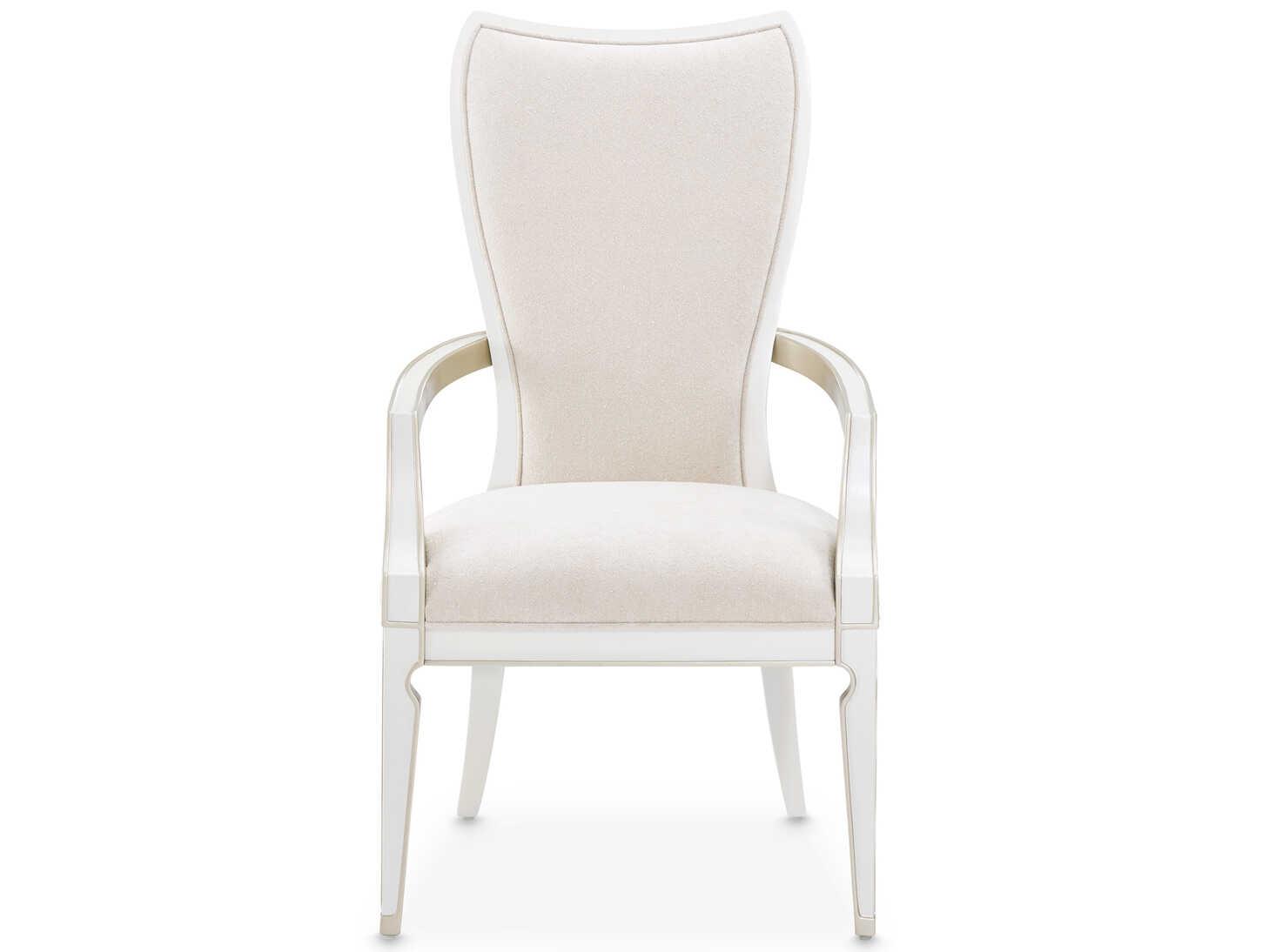 Michael Amini La Marisia Poplar Wood White Upholstered Arm Dining Chair