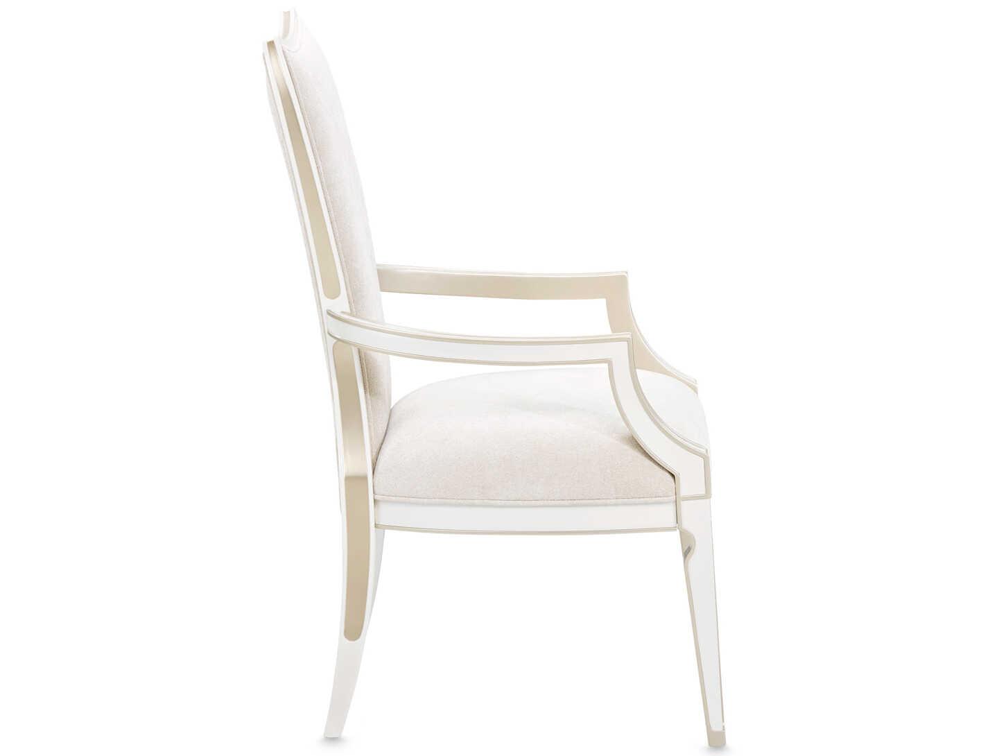 Michael Amini La Marisia Poplar Wood White Upholstered Arm Dining Chair
