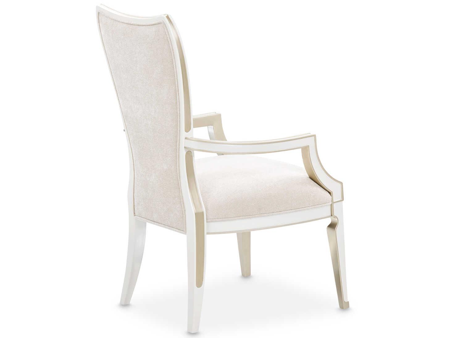 Michael Amini La Marisia Poplar Wood White Upholstered Arm Dining Chair