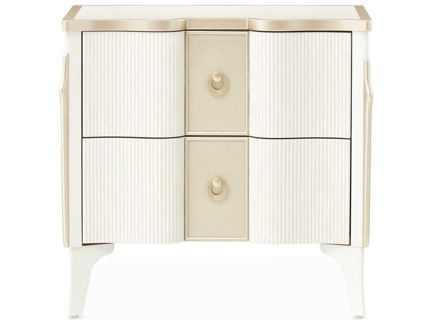 Michael Amini La Marisia 2-Drawers White Poplar Wood Nightstand