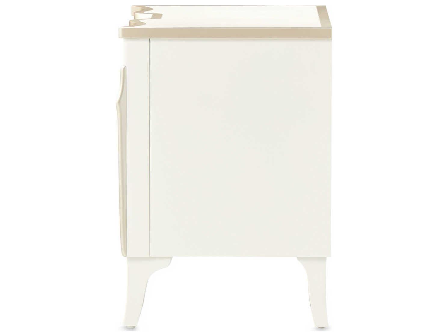 Michael Amini La Marisia 2-Drawers White Poplar Wood Nightstand