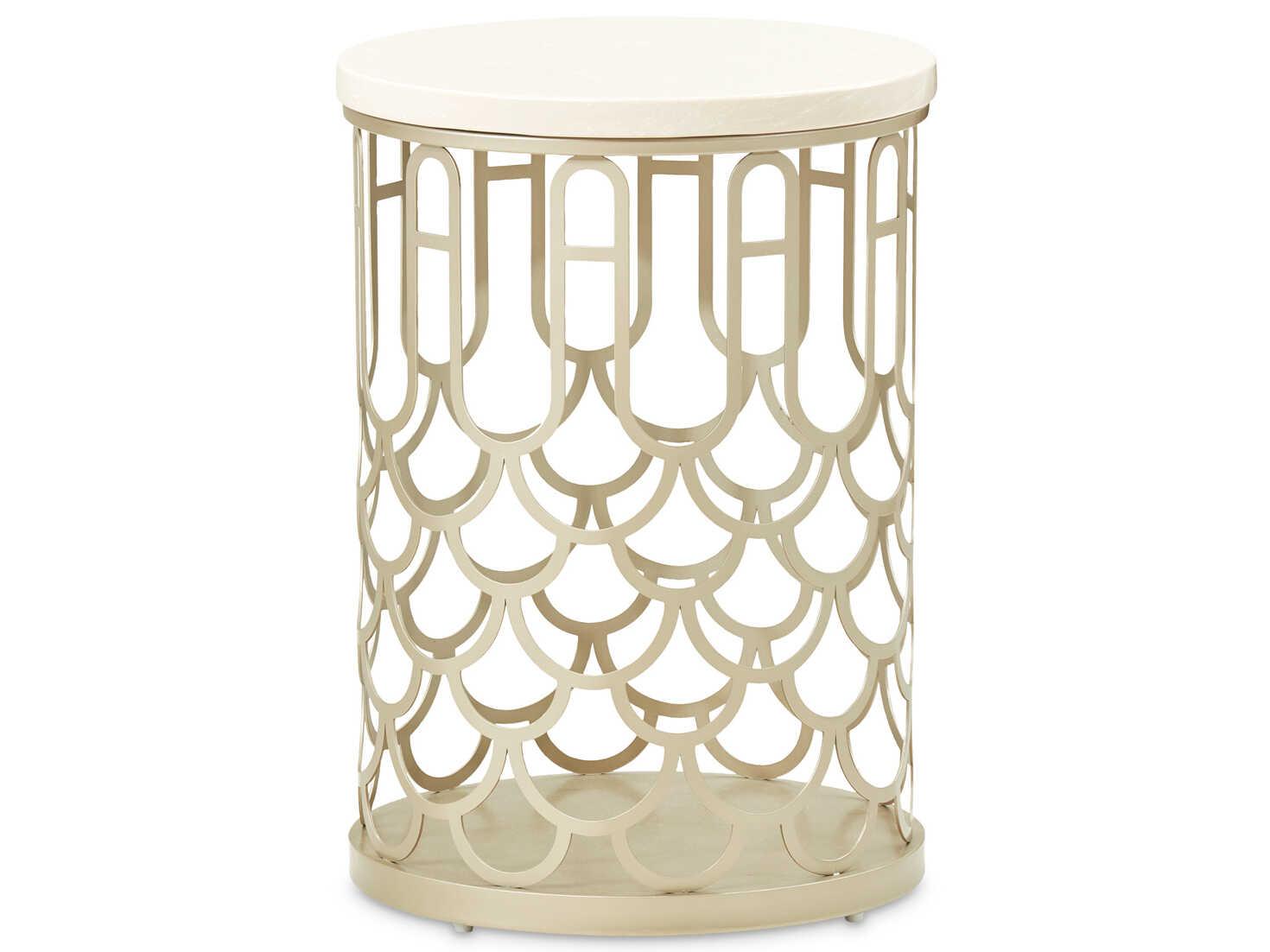 Michael Amini La Marisia Round Marble End Table