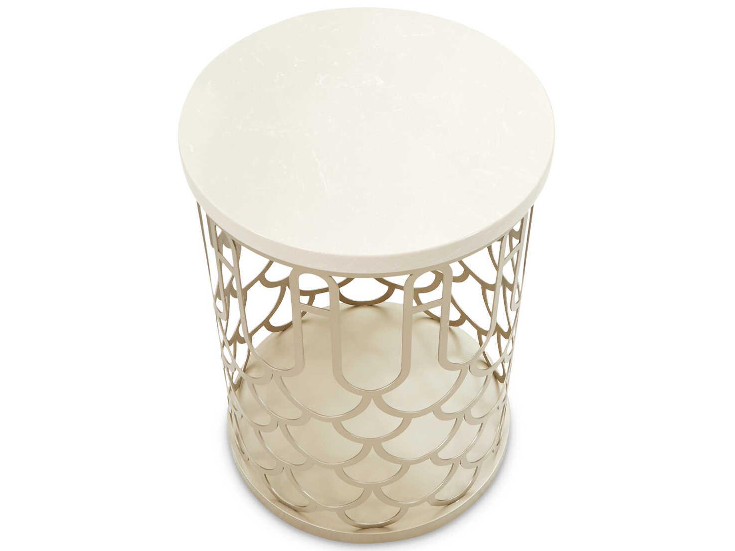 Michael Amini La Marisia Round Marble End Table
