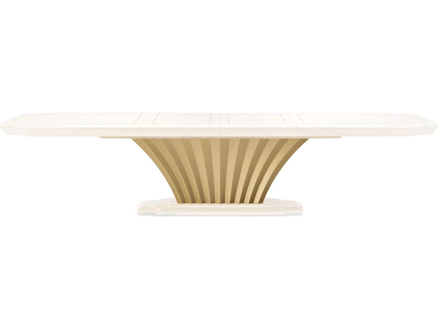 Michael Amini Fantosini Rectangular Wood Creamy Pearl Dining Table