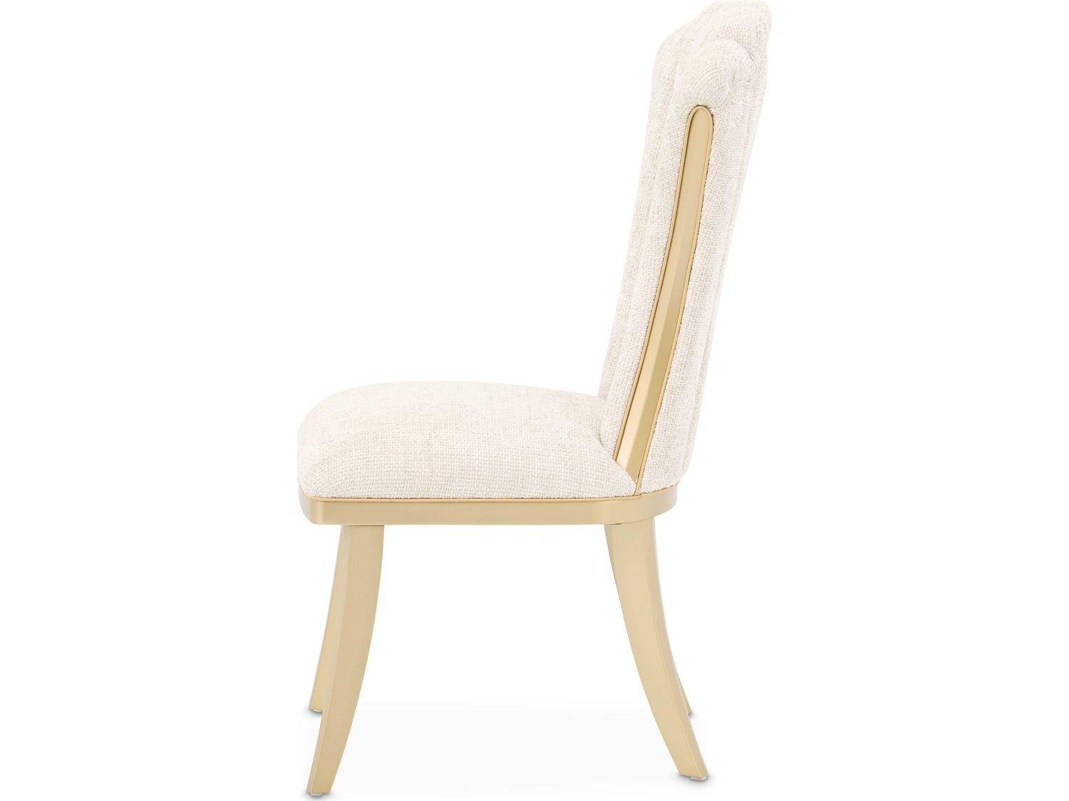 Michael Amini Fantosini Rubberwood Gold Upholstered Armless Dining Chair Set of 2