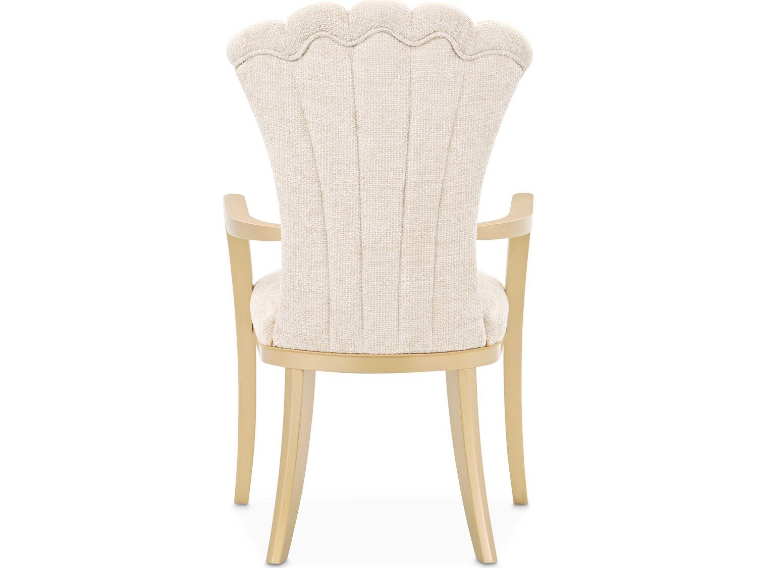 Michael Amini Fantosini Rubberwood Gold Upholstered Arm Dining Chair Set of 2