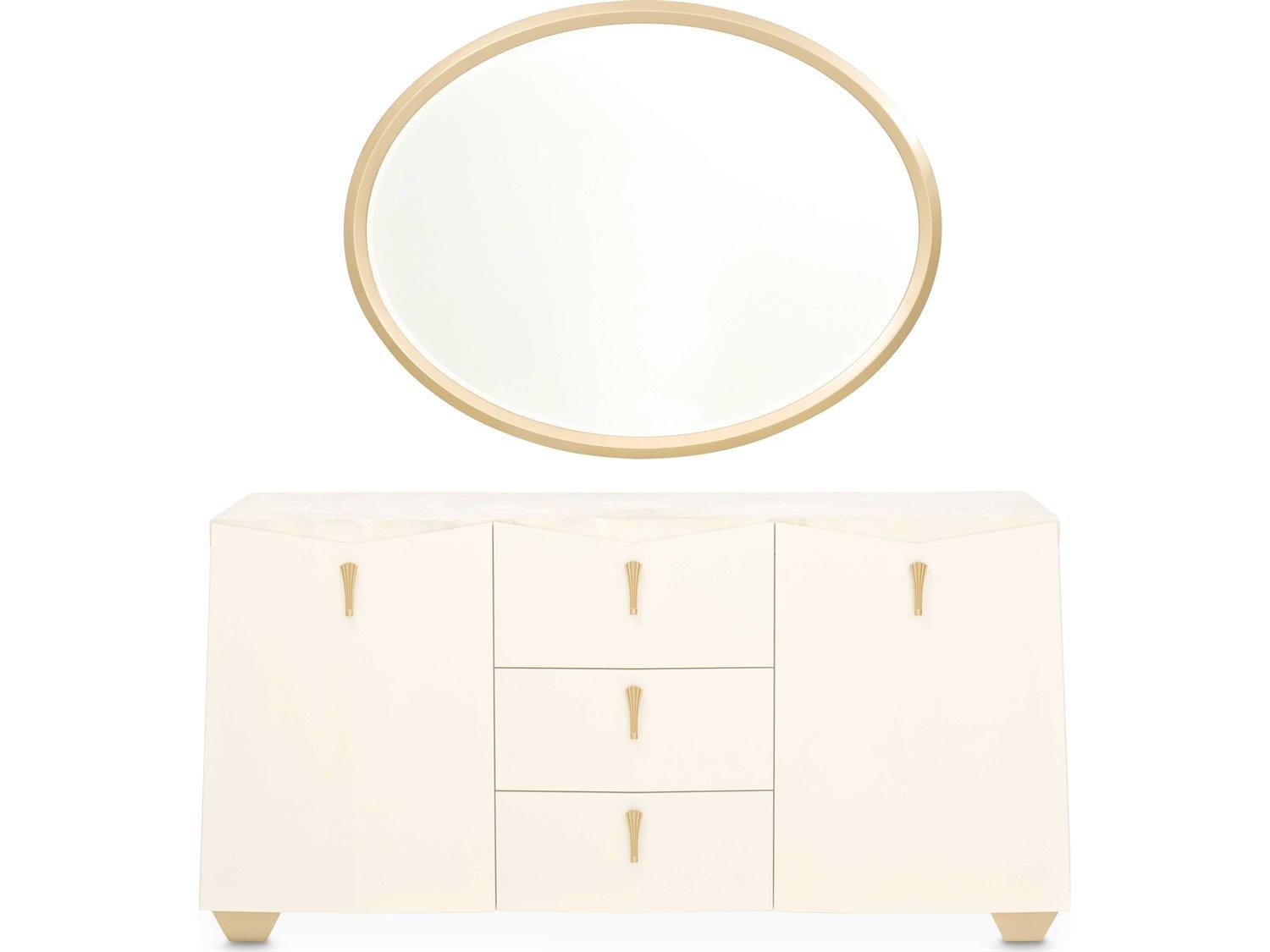 Michael Amini Fantosini 72" Poplar Wood Creamy Pearl Sideboard