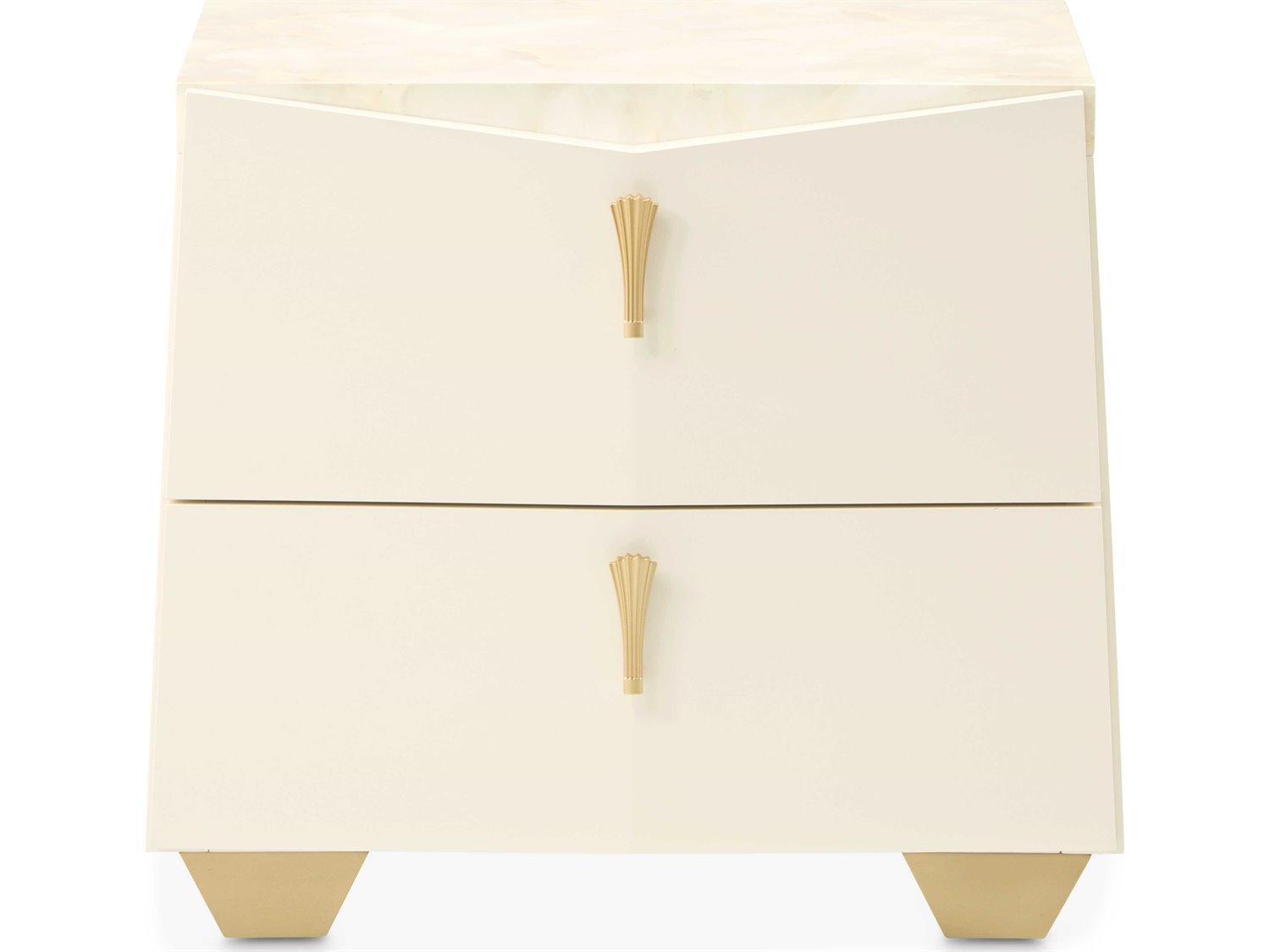 Michael Amini Fantosini 2-Drawers White Poplar Wood Nightstand