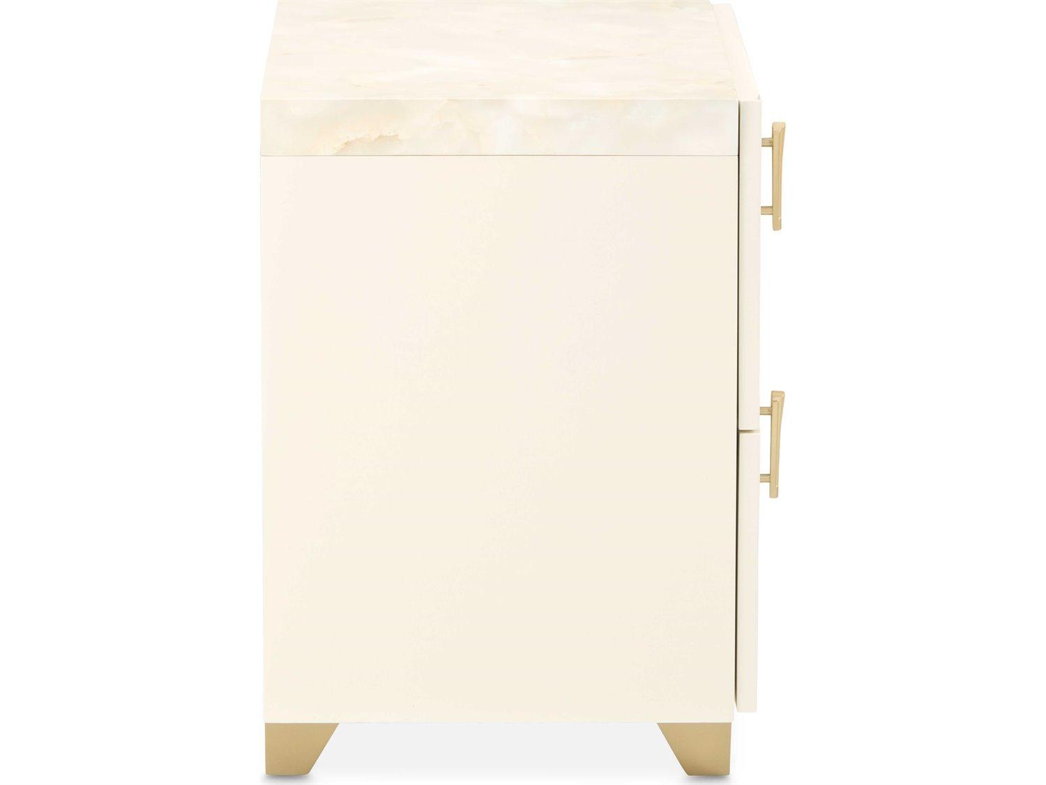 Michael Amini Fantosini 2-Drawers White Poplar Wood Nightstand