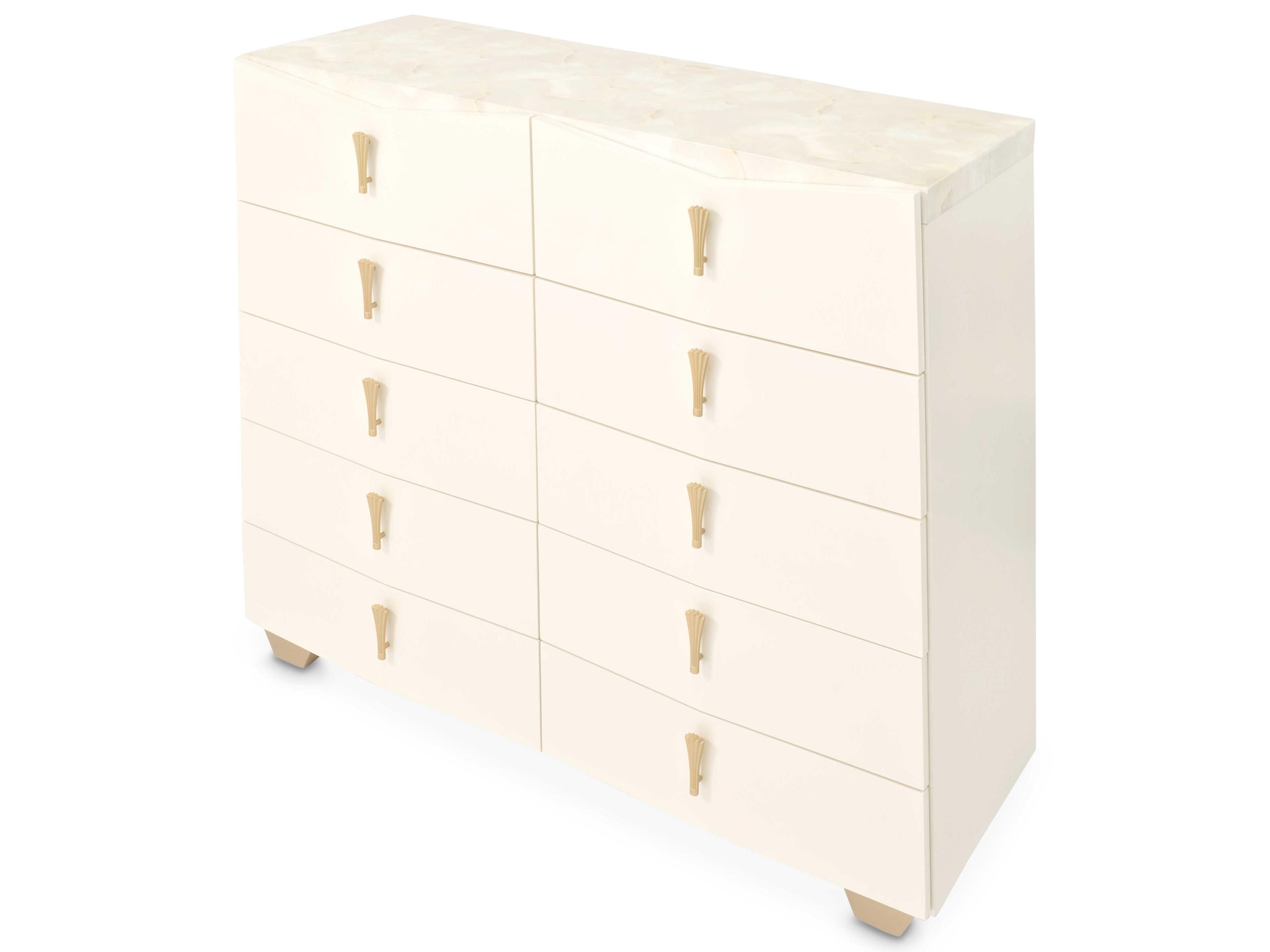 Michael Amini Fantosini Creamy Pearl White Poplar Wood Accent Chest