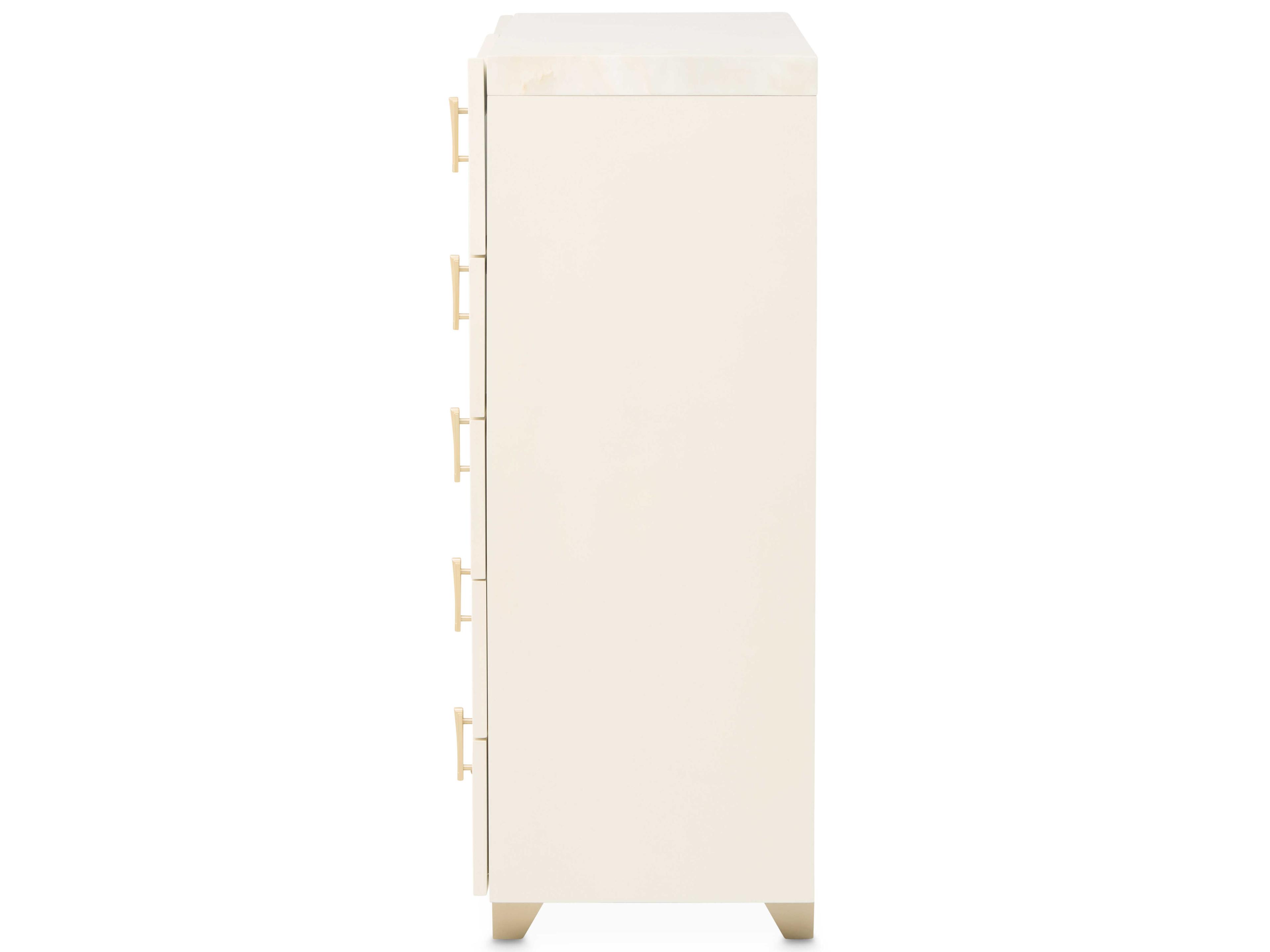 Michael Amini Fantosini Creamy Pearl White Poplar Wood Accent Chest