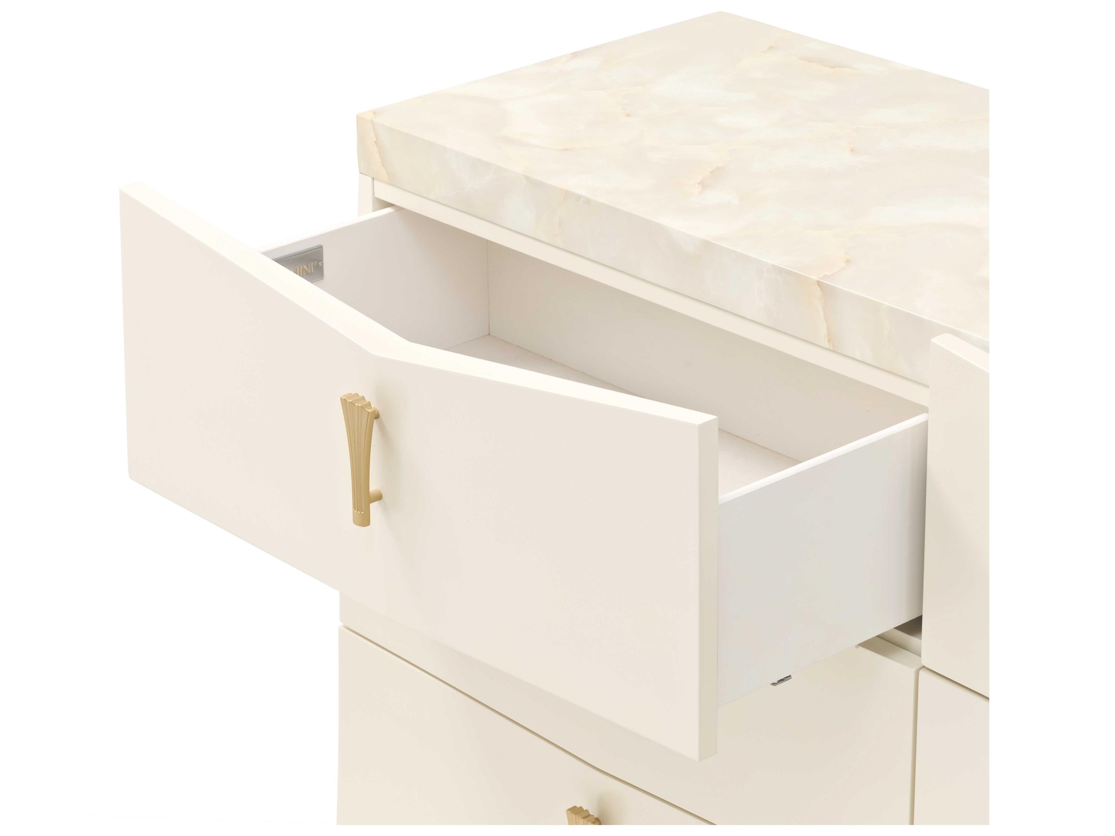 Michael Amini Fantosini Creamy Pearl White Poplar Wood Accent Chest