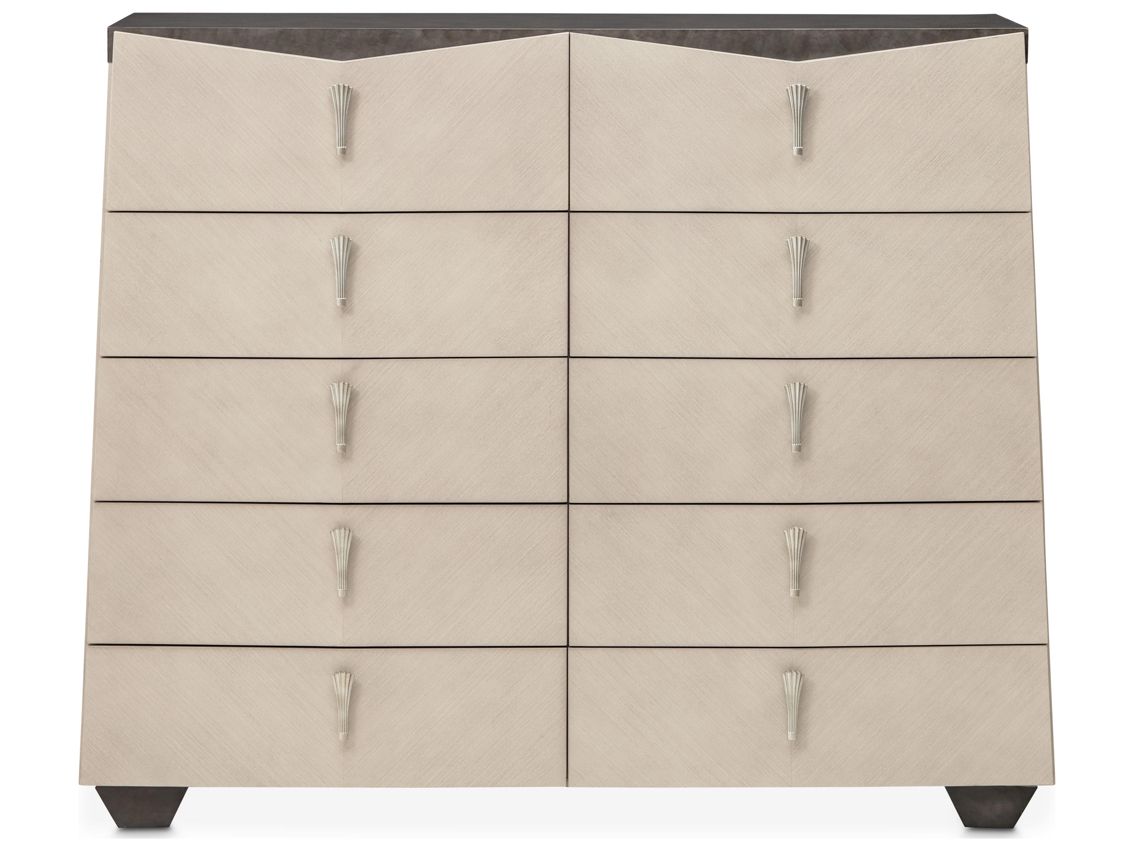 Michael Amini Fantosini Silver Mist Beige Poplar Wood Accent Chest