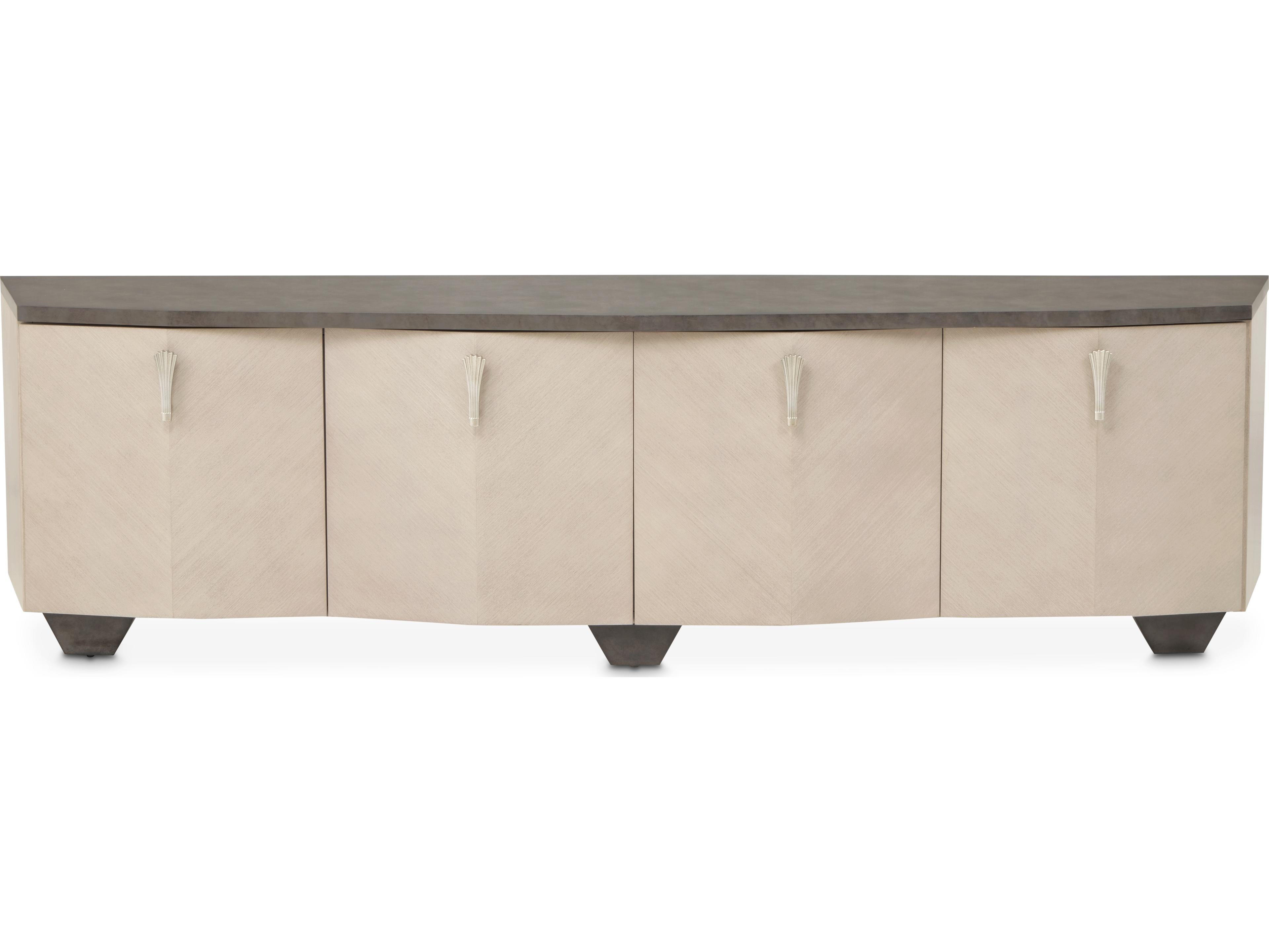 Michael Amini Fantosini 80" Poplar Wood Silver Mist Media Console