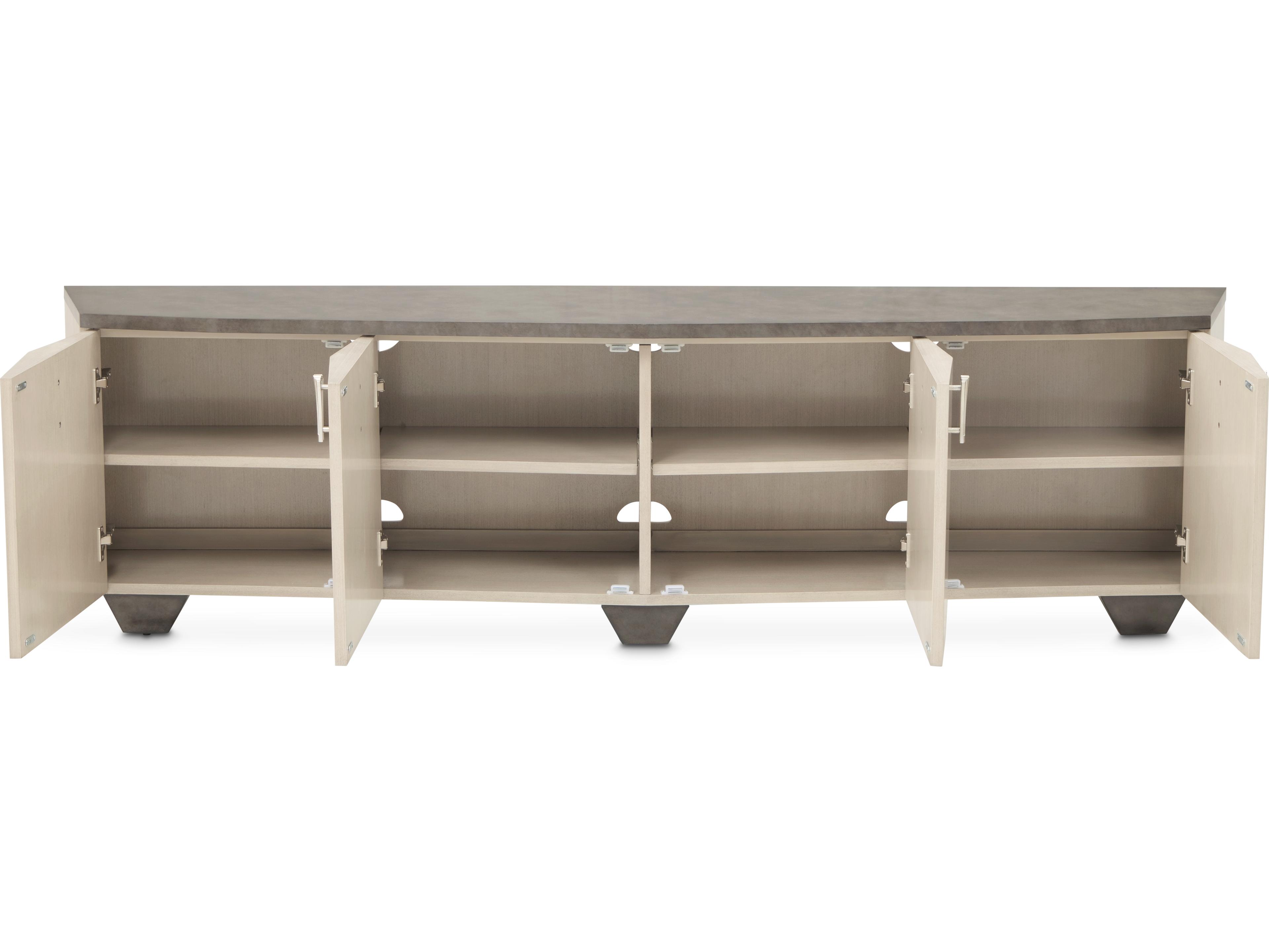 Michael Amini Fantosini 80" Poplar Wood Silver Mist Media Console