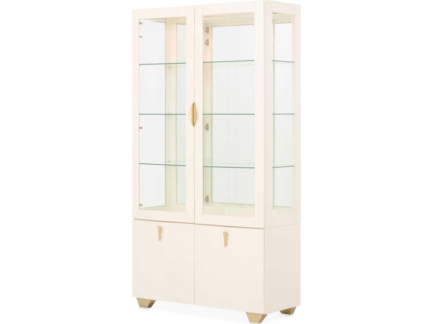 Michael Amini Fantosini Poplar Wood Creamy Pearl Display Cabinet