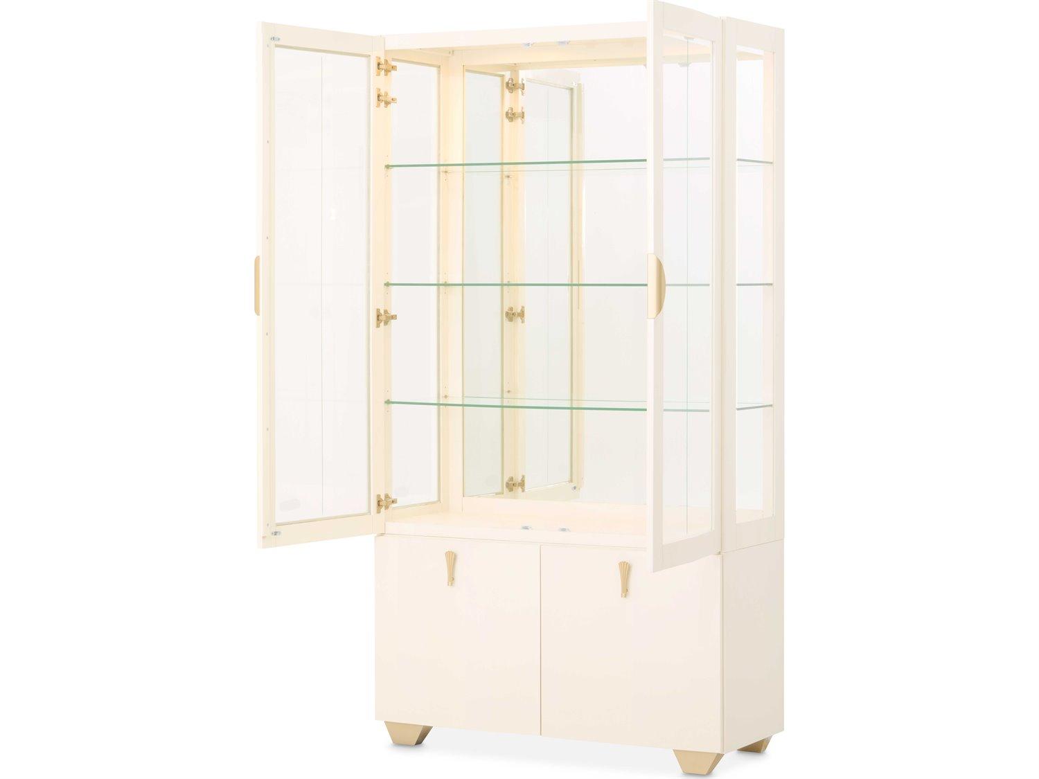 Michael Amini Fantosini Poplar Wood Creamy Pearl Display Cabinet