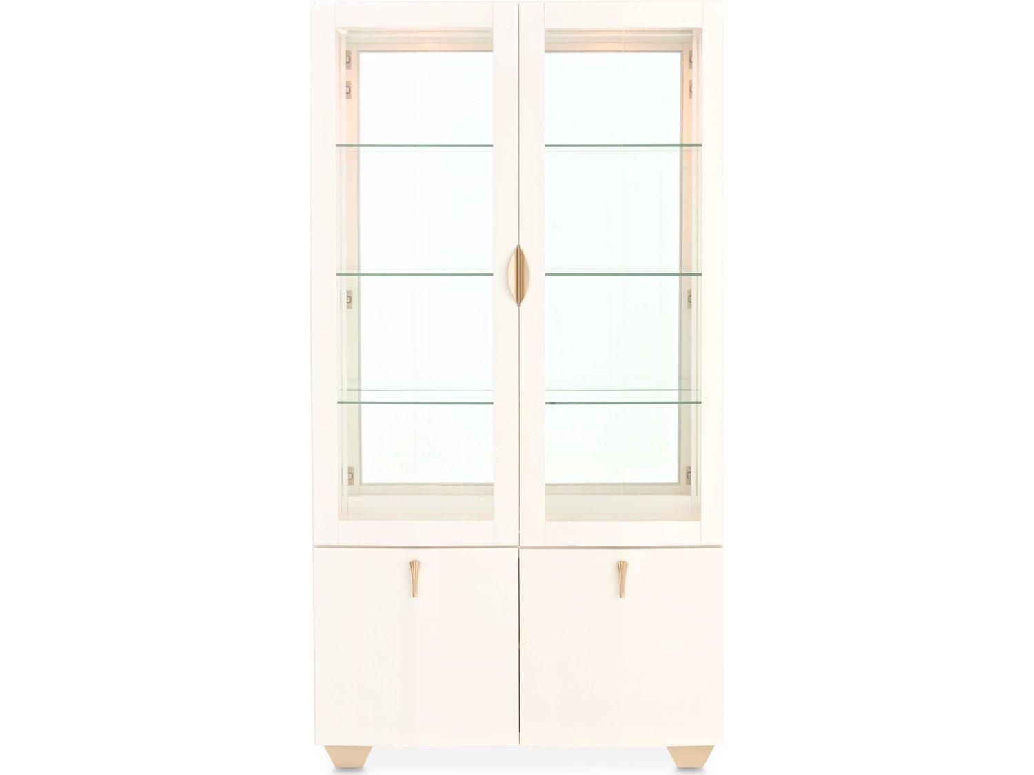 Michael Amini Fantosini Poplar Wood Creamy Pearl Display Cabinet