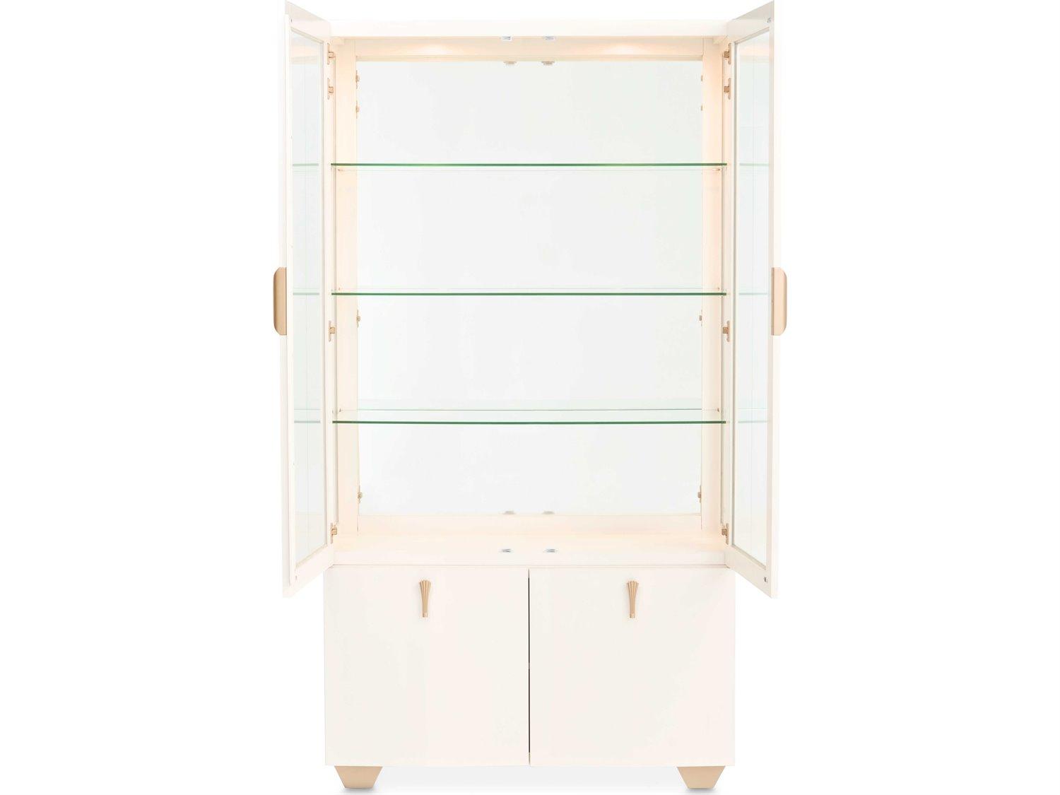 Michael Amini Fantosini Poplar Wood Creamy Pearl Display Cabinet