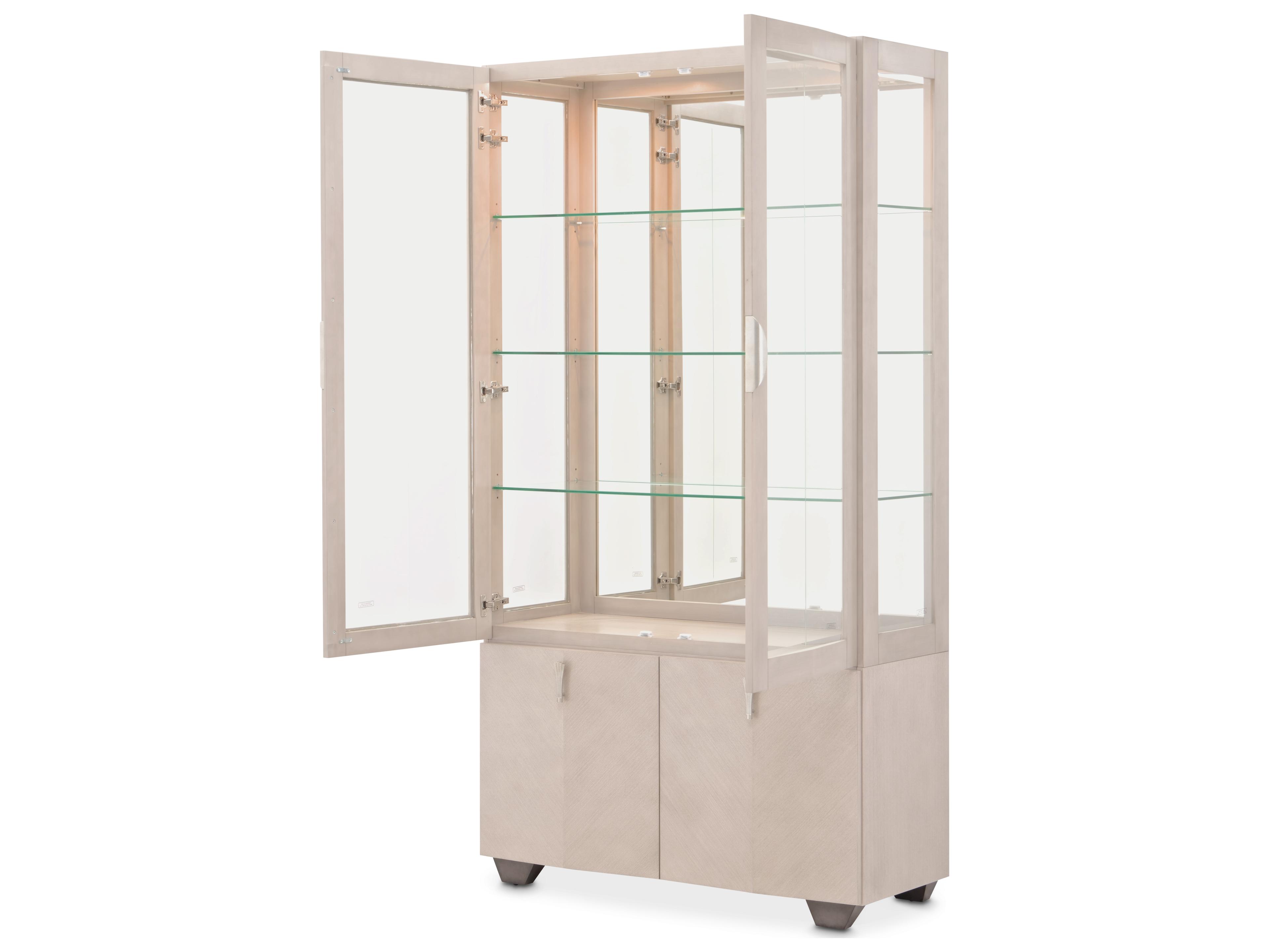 Michael Amini Fantosini Poplar Wood Silver Mist Display Cabinet