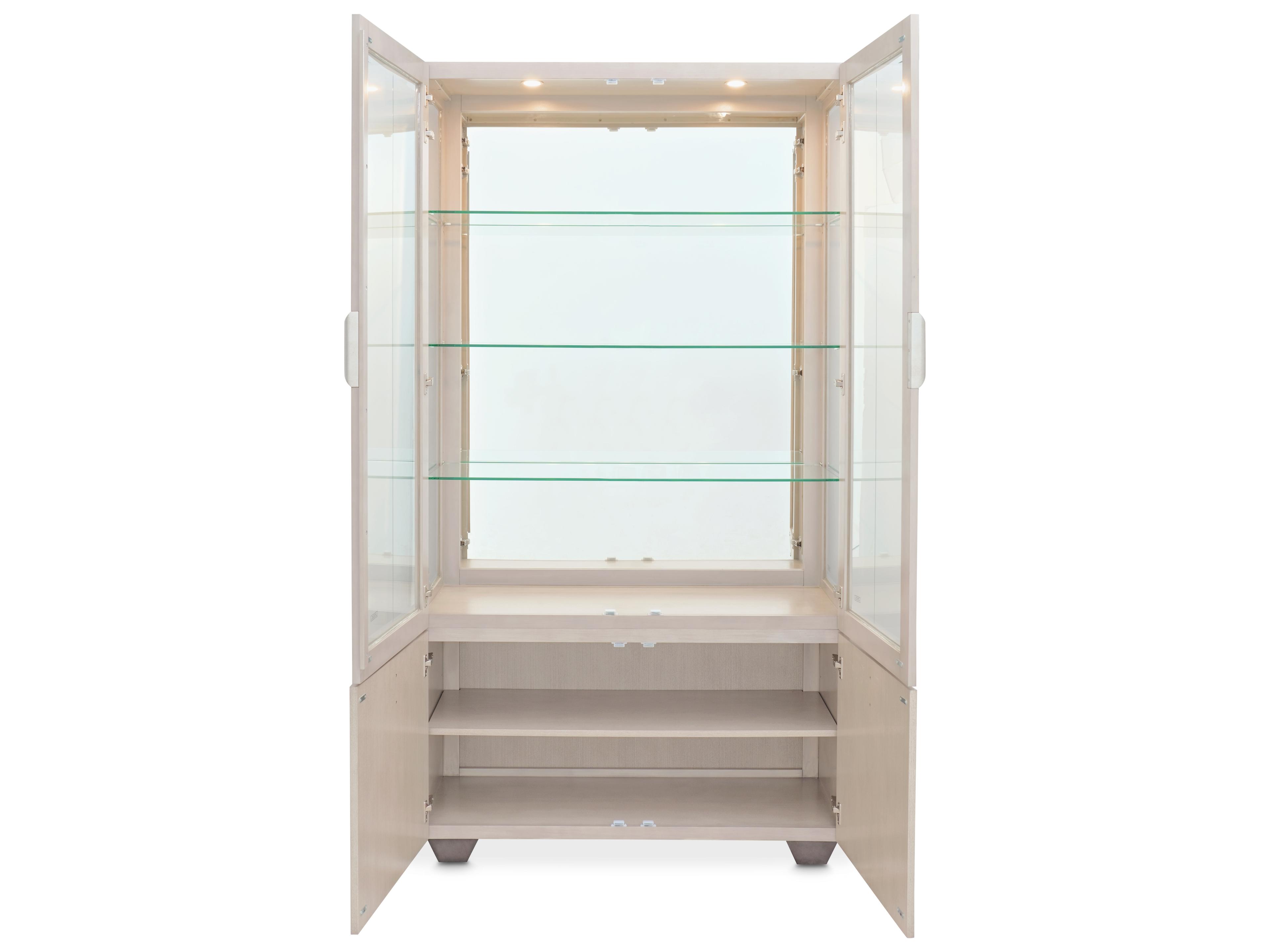 Michael Amini Fantosini Poplar Wood Silver Mist Display Cabinet