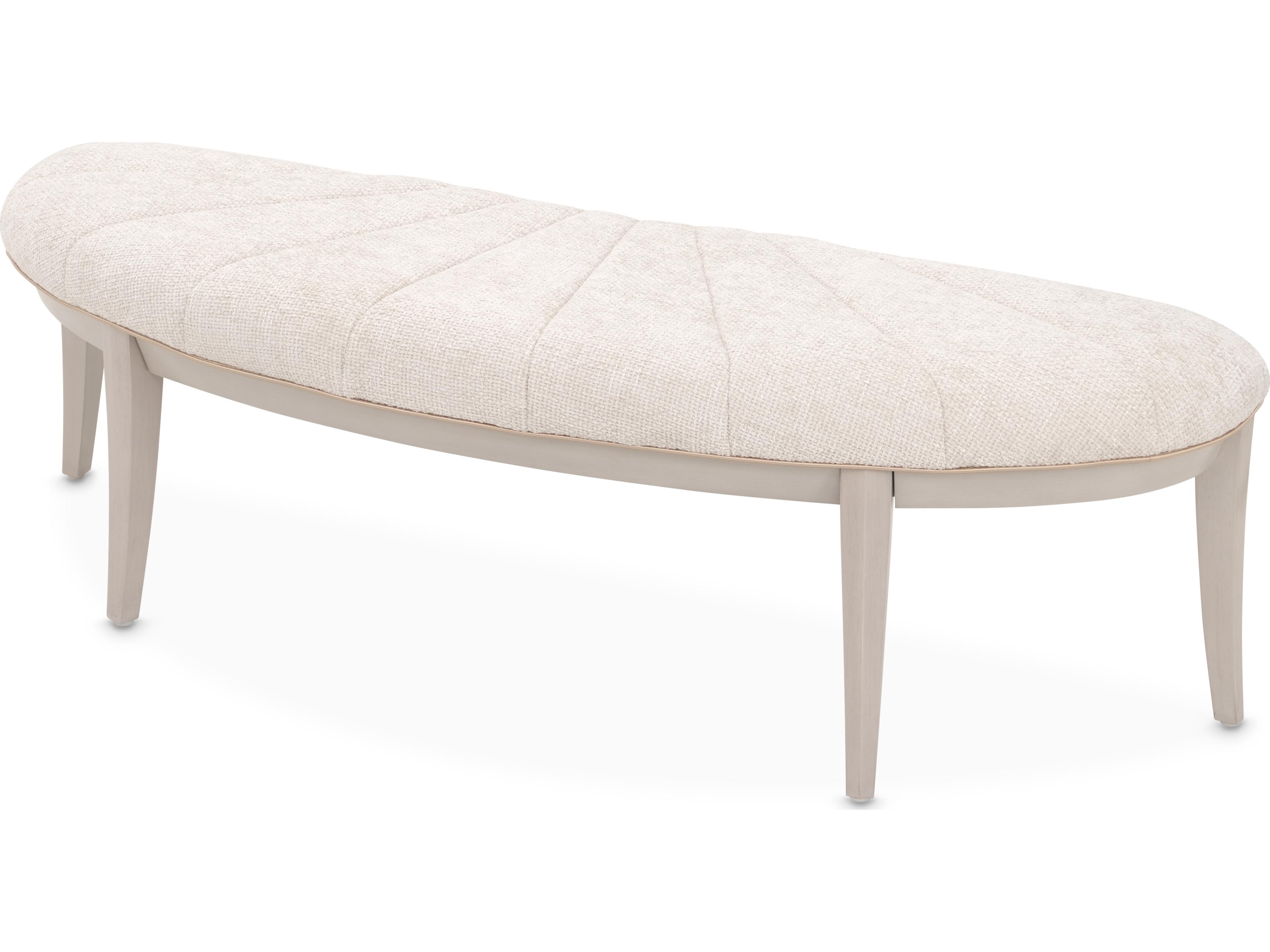 Michael Amini Fantosini Silver Mist Beige Upholstered Accent Bench