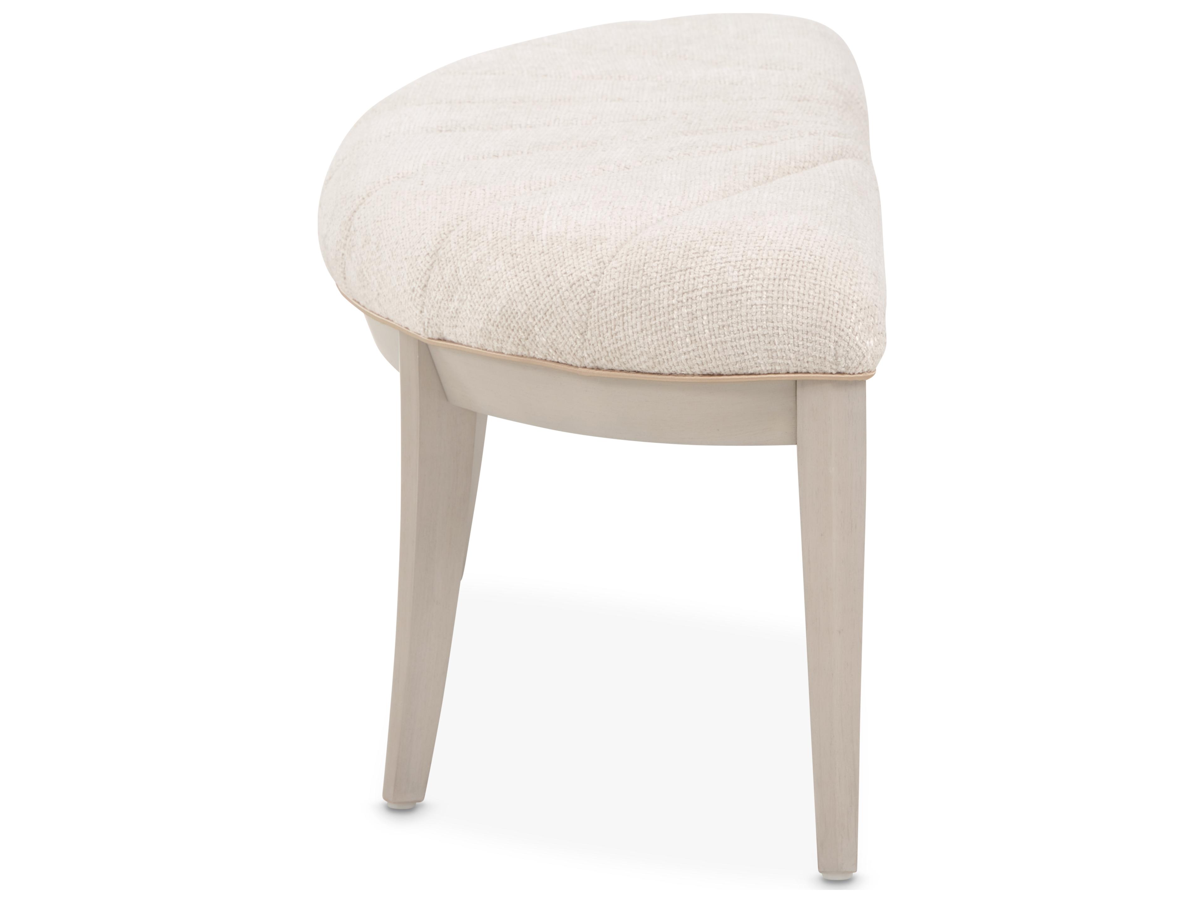 Michael Amini Fantosini Silver Mist Beige Upholstered Accent Bench