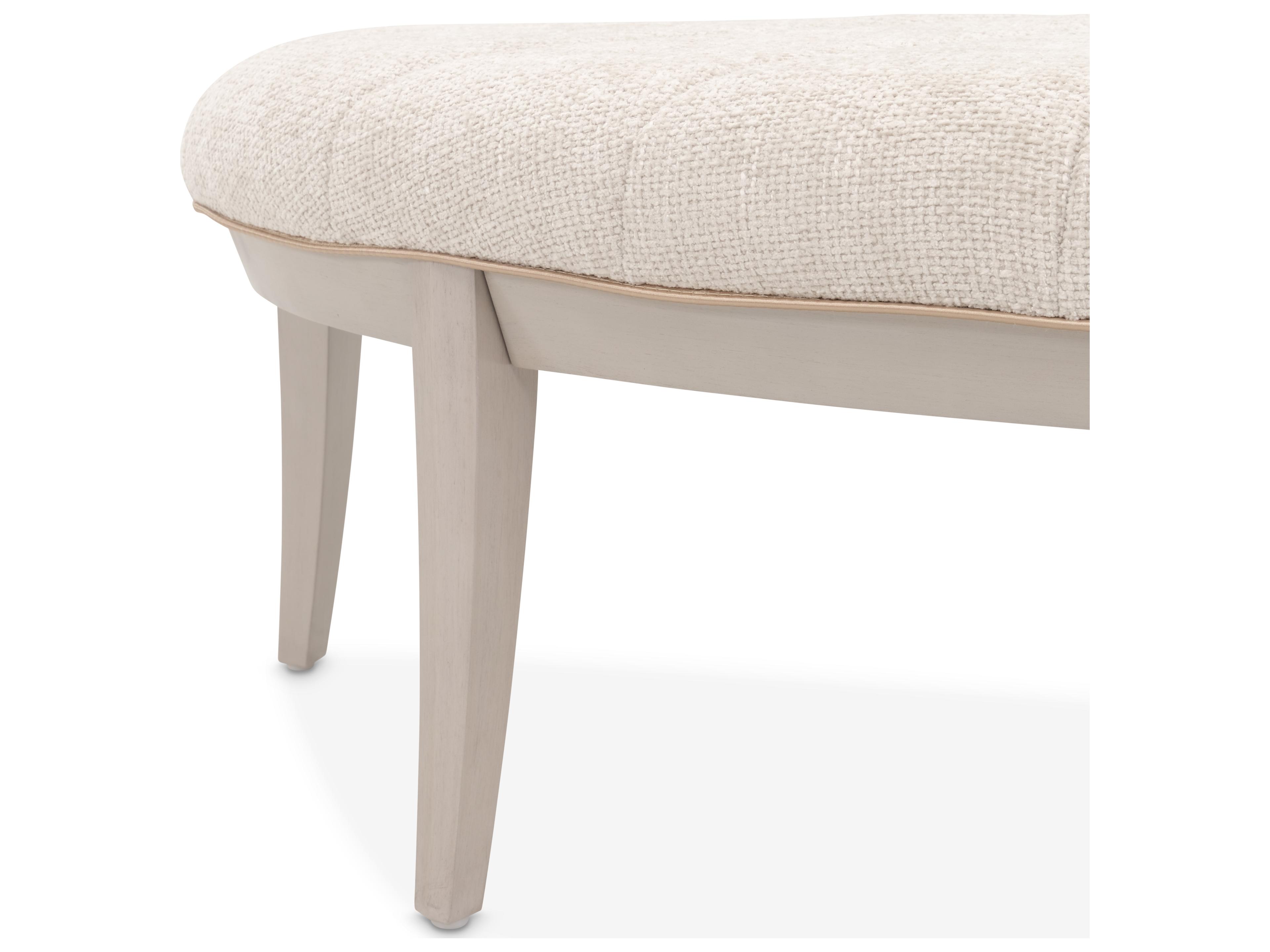 Michael Amini Fantosini Silver Mist Beige Upholstered Accent Bench