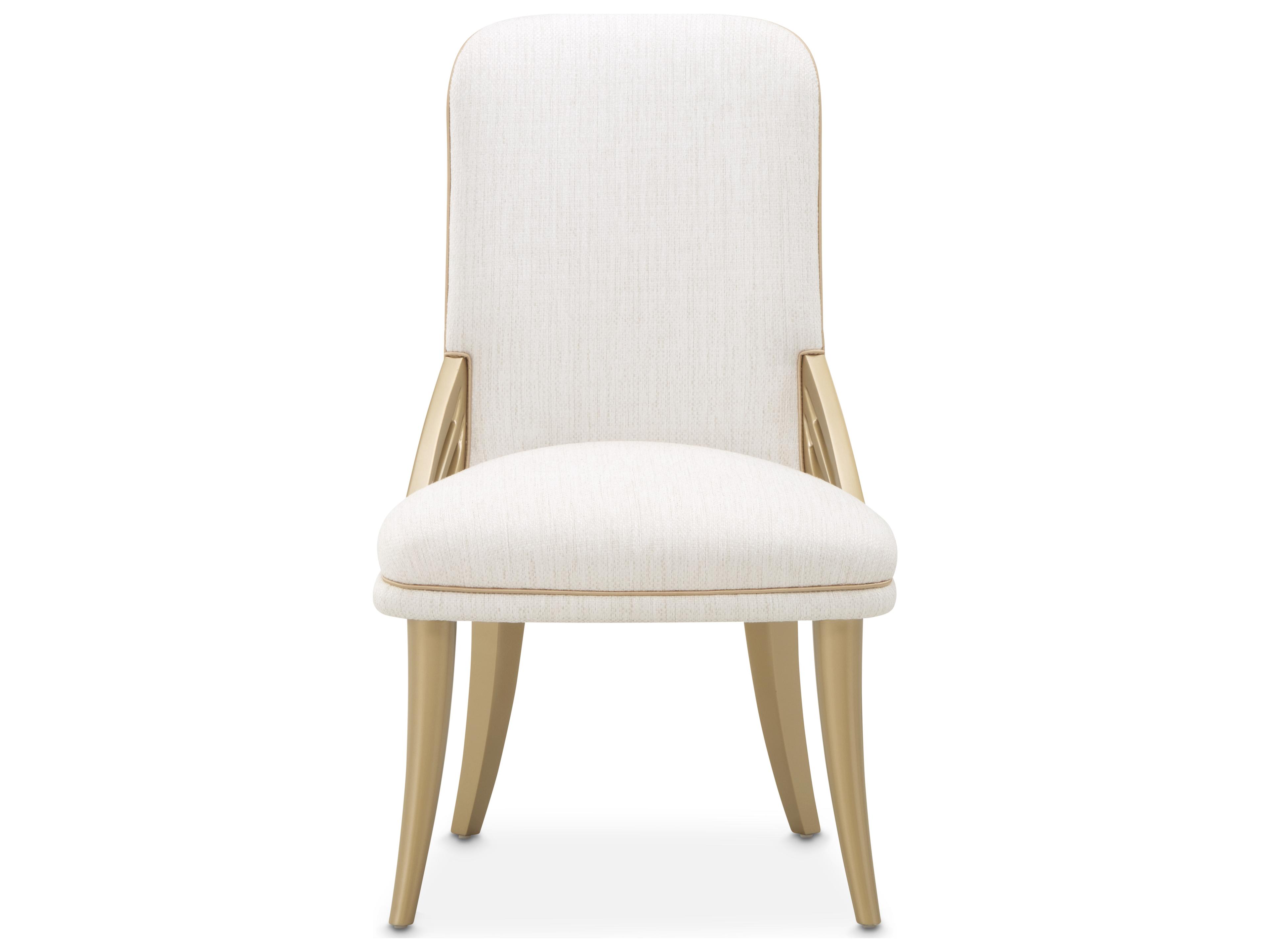 Michael Amini La Terrazza Poplar Wood Beige Upholstered Armless Dining Chair