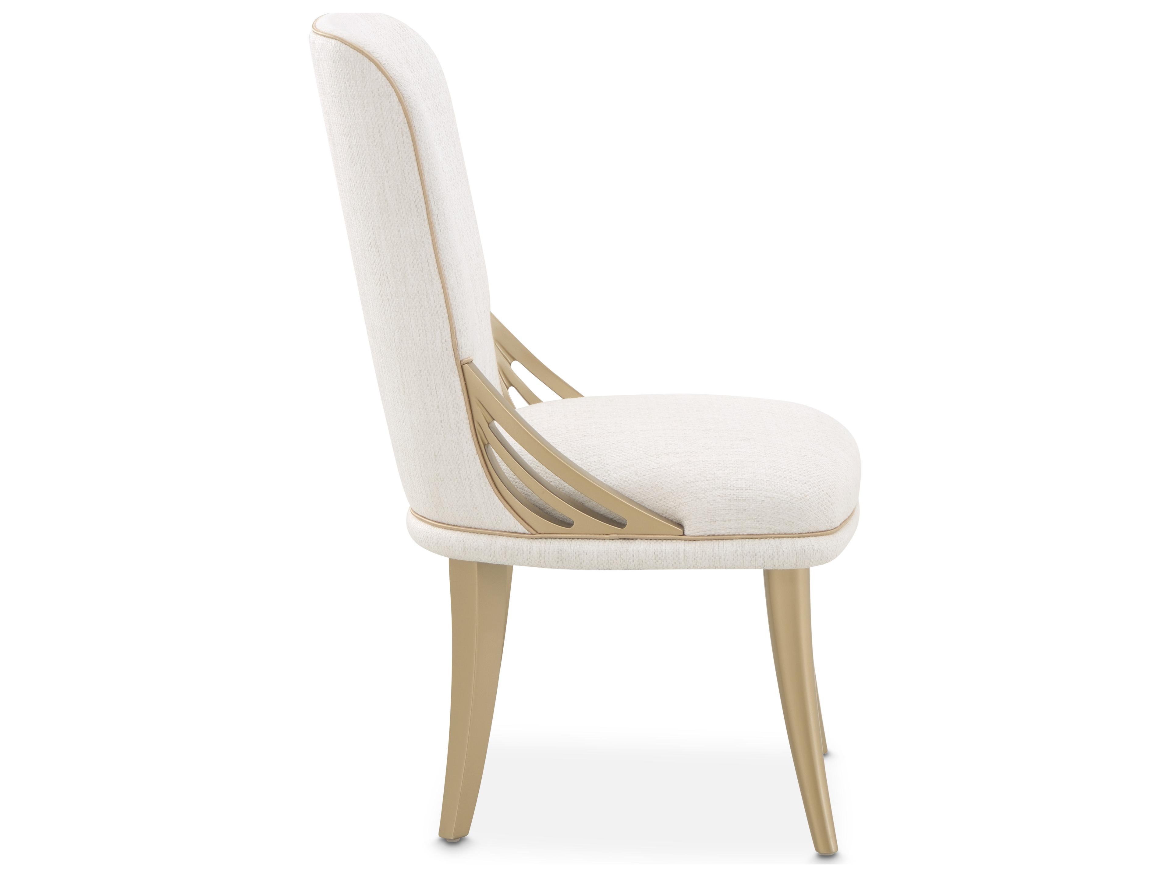 Michael Amini La Terrazza Poplar Wood Beige Upholstered Armless Dining Chair
