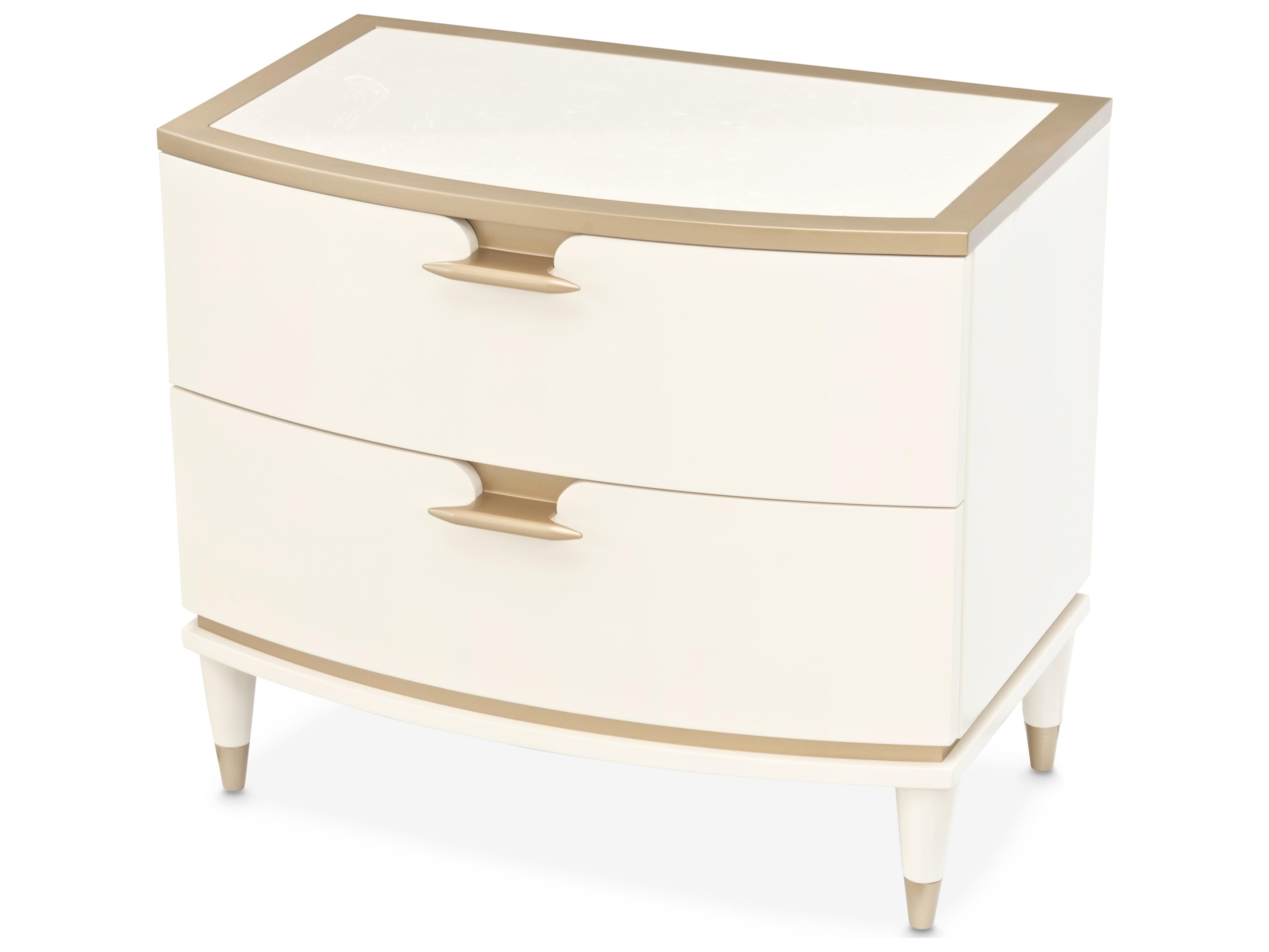 Michael Amini La Terrazza 2-Drawers Beige Poplar Wood Nightstand