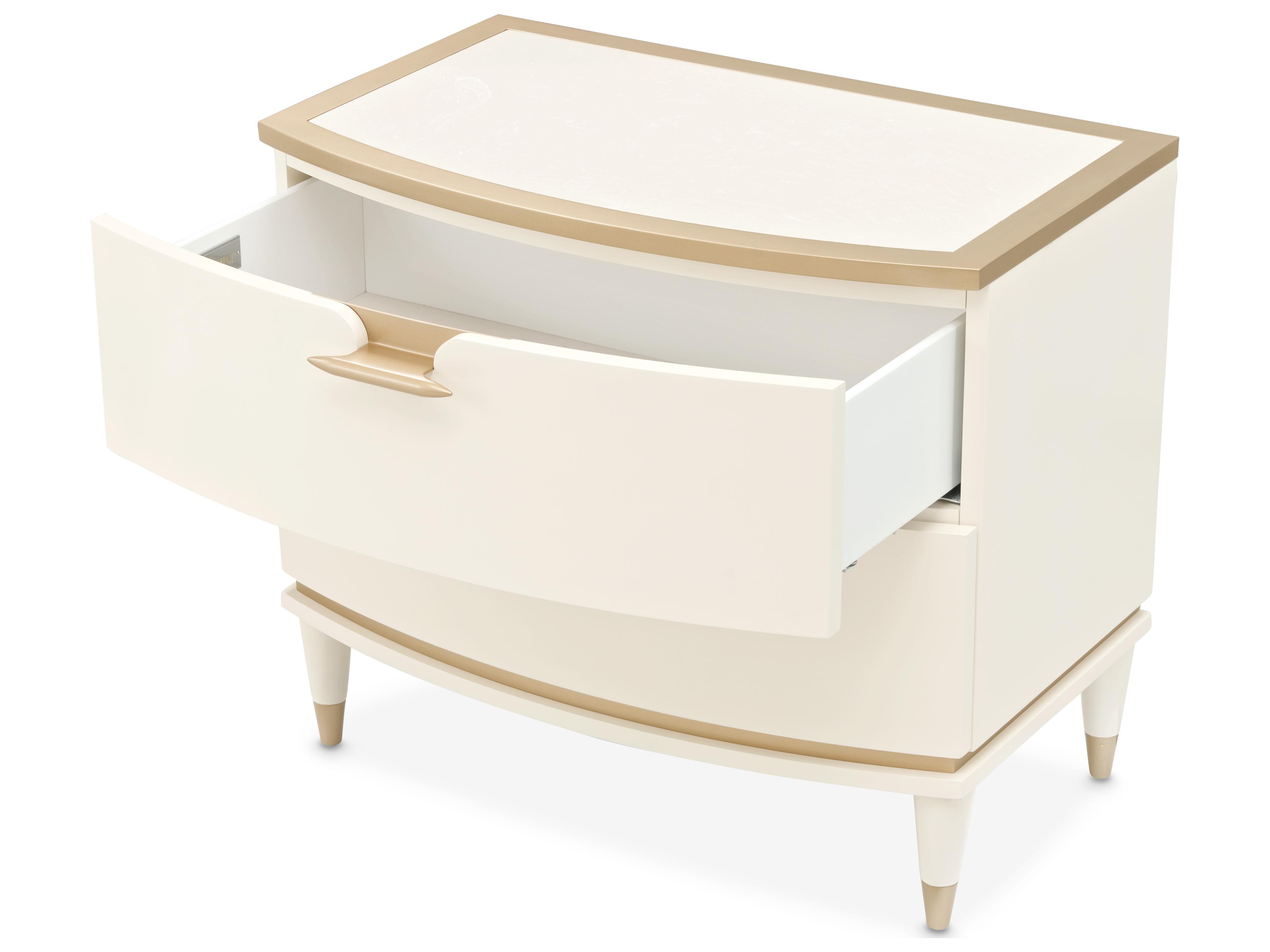 Michael Amini La Terrazza 2-Drawers Beige Poplar Wood Nightstand