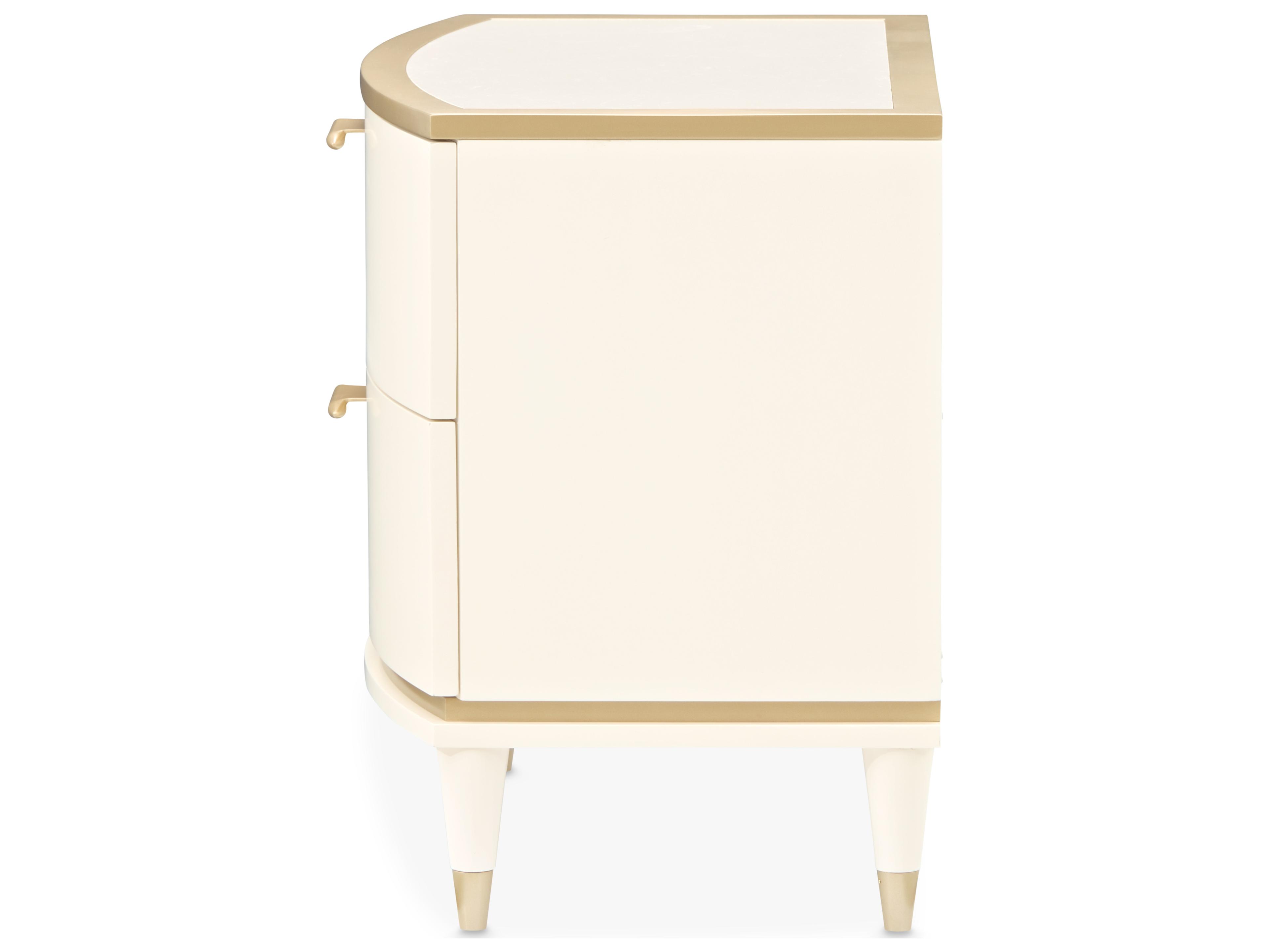 Michael Amini La Terrazza 2-Drawers Beige Poplar Wood Nightstand