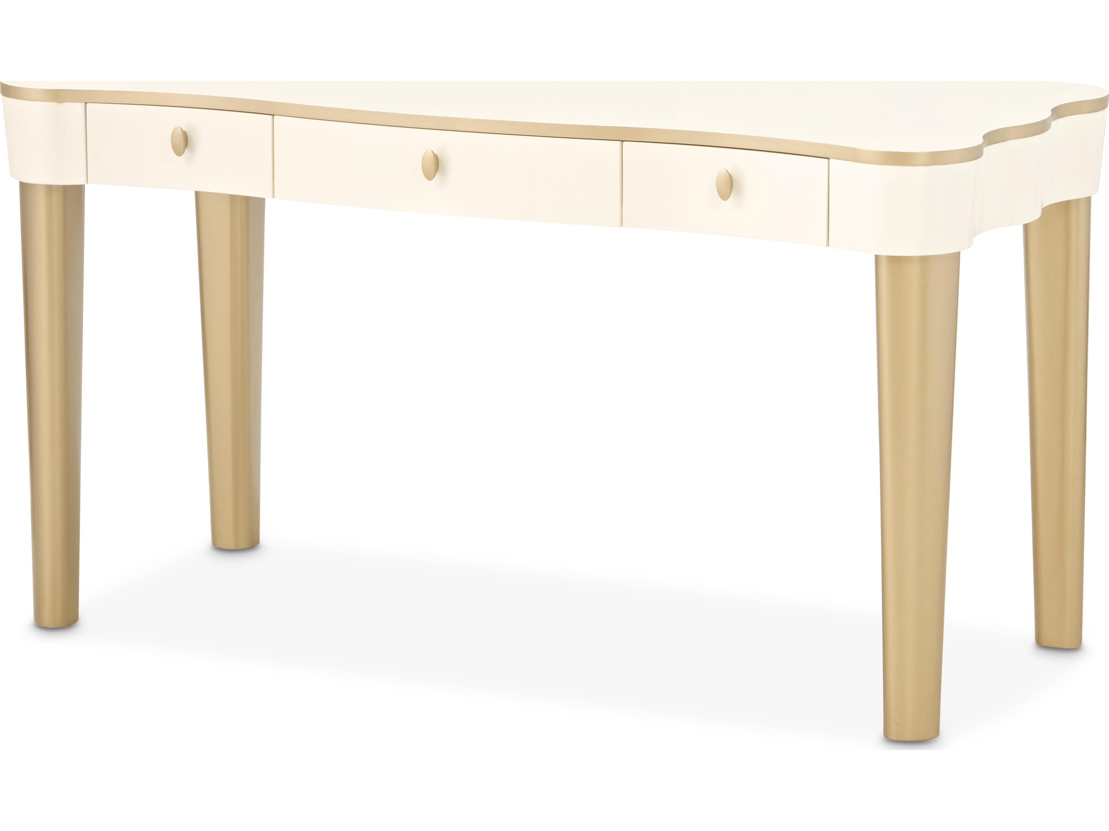 Michael Amini La Terrazza Creamy Pearl Poplar Wood Vanity Table