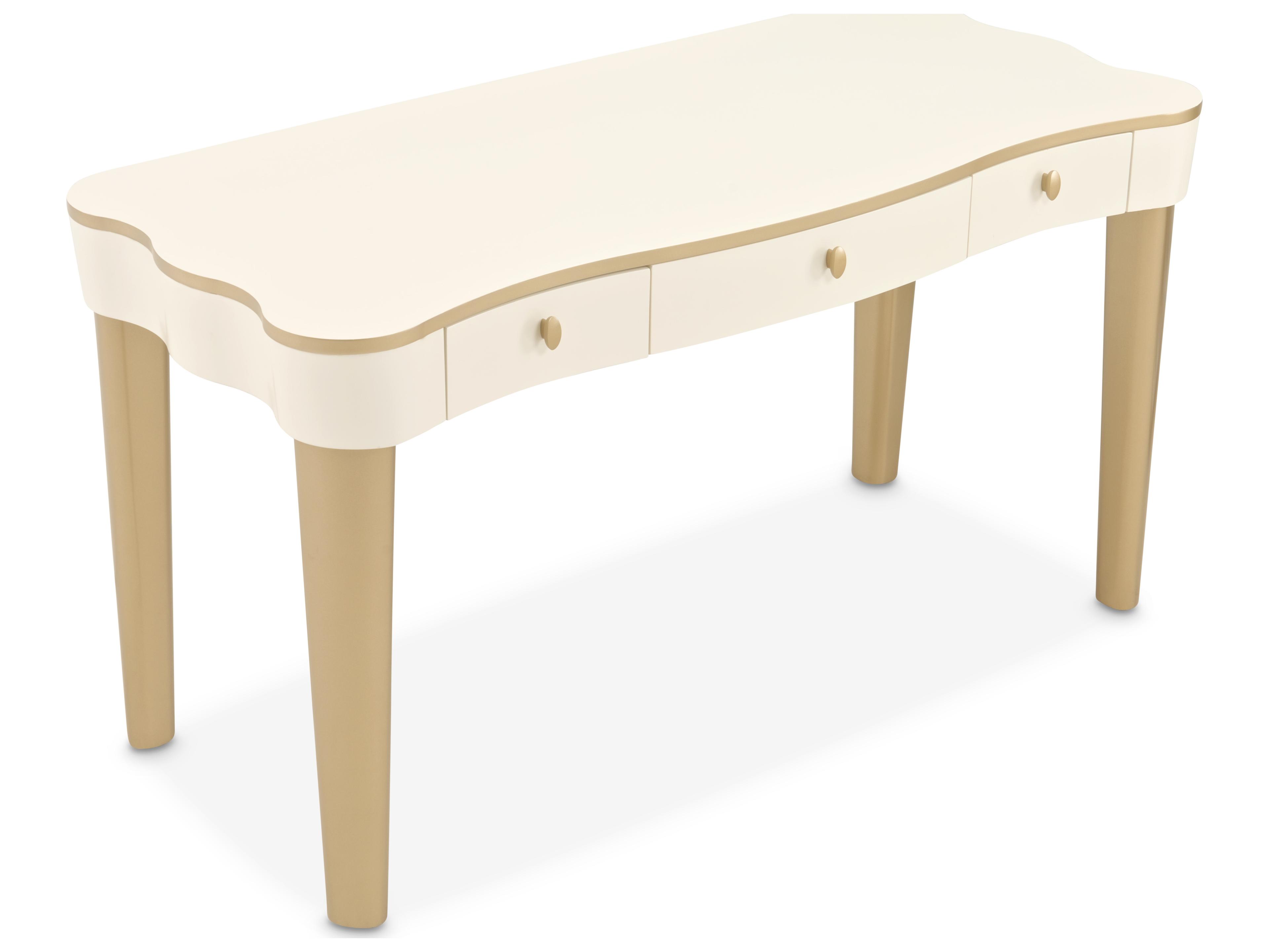 Michael Amini La Terrazza Creamy Pearl Poplar Wood Vanity Table
