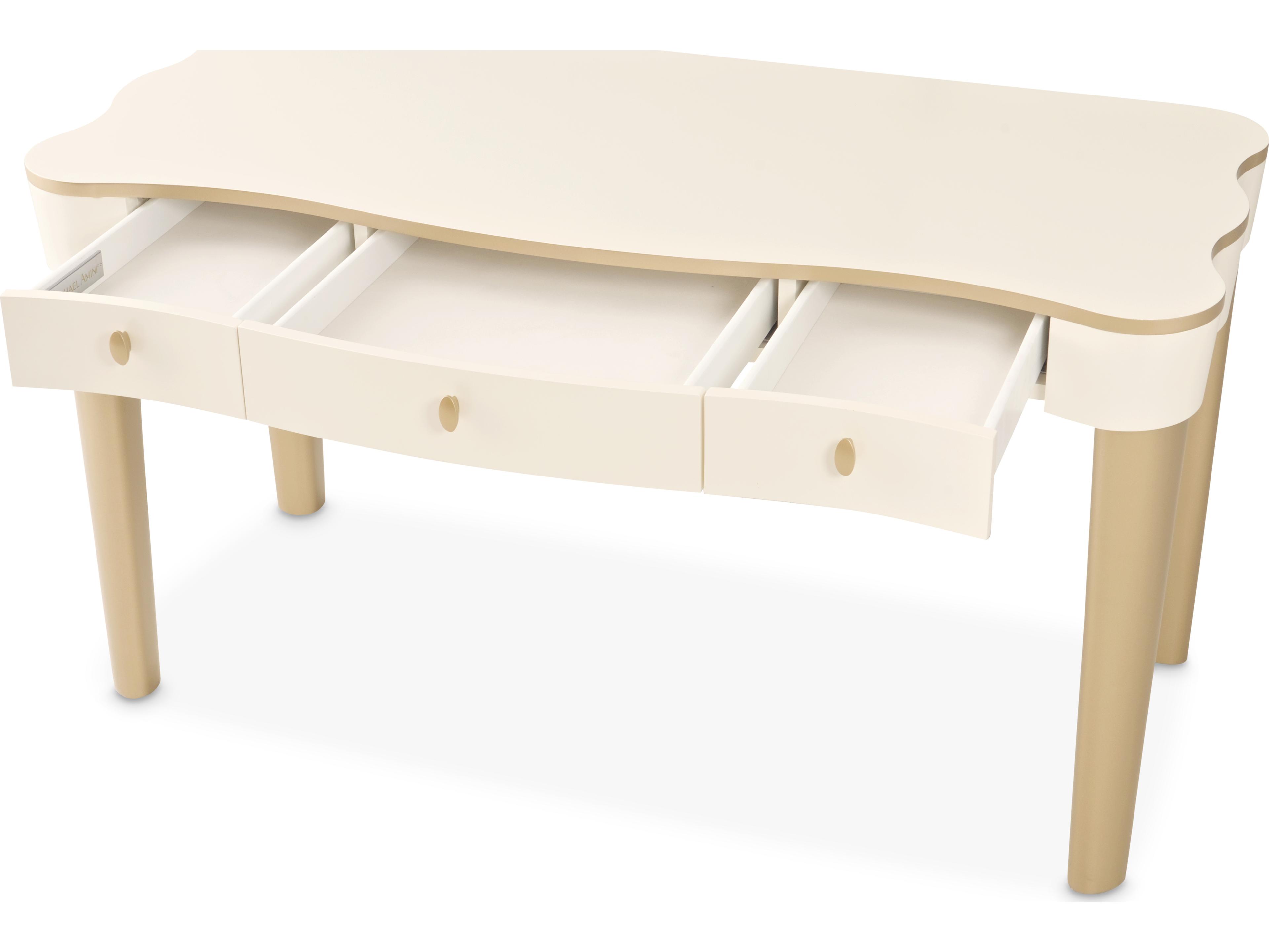 Michael Amini La Terrazza Creamy Pearl Poplar Wood Vanity Table
