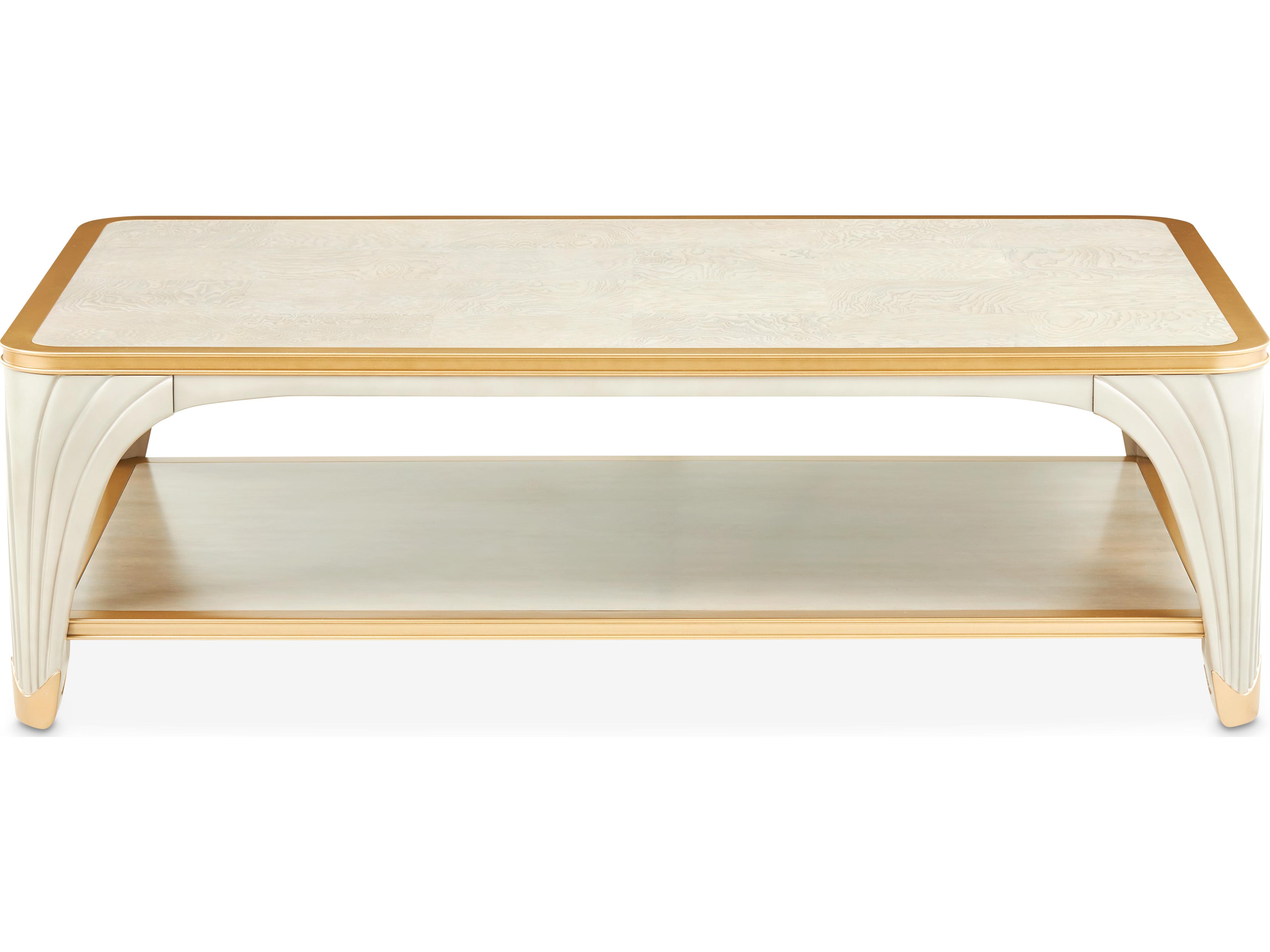 Michael Amini La Terrazza Rectangular Wood Silver Mist Coffee Table