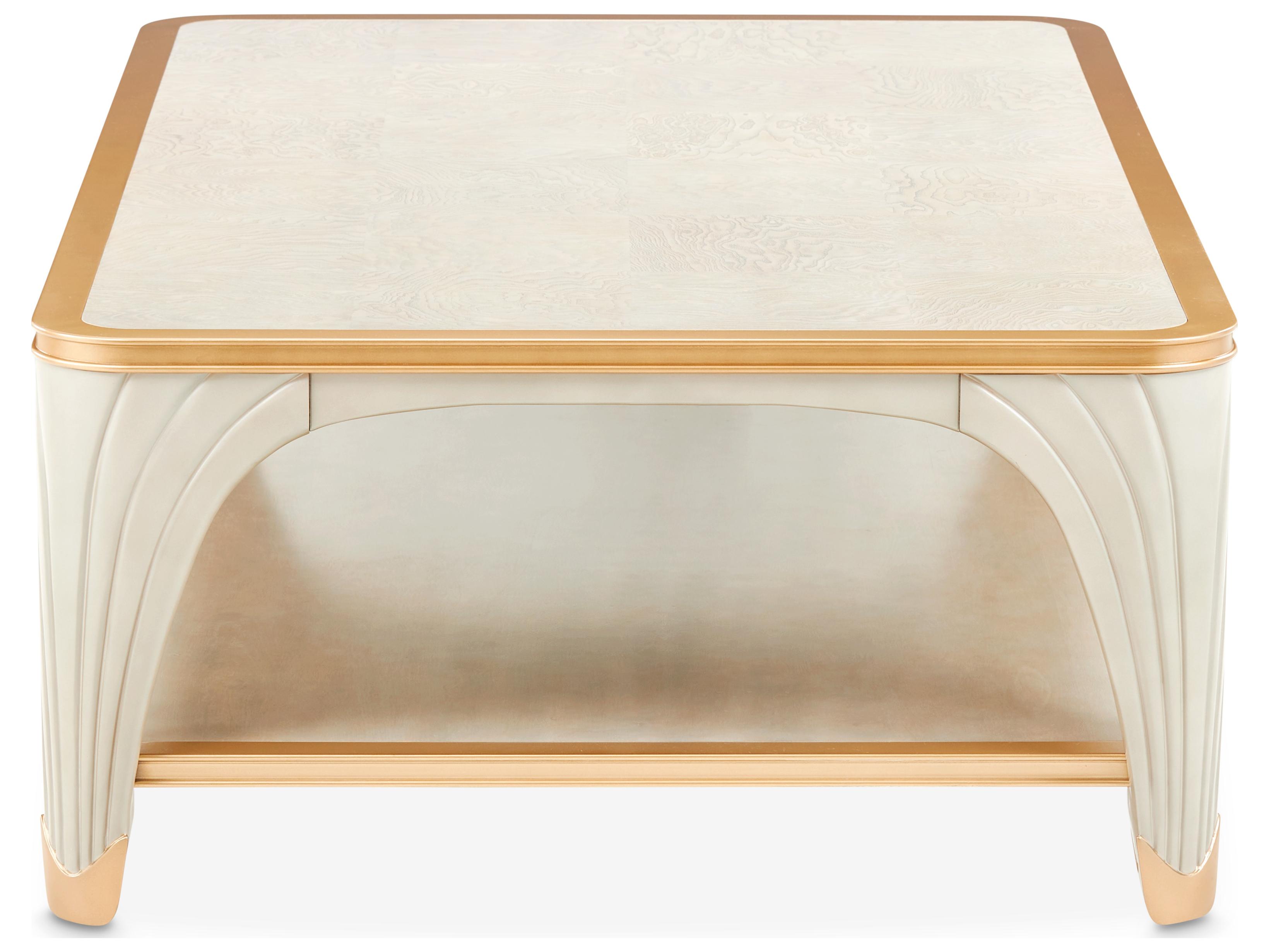 Michael Amini La Terrazza Rectangular Wood Silver Mist Coffee Table